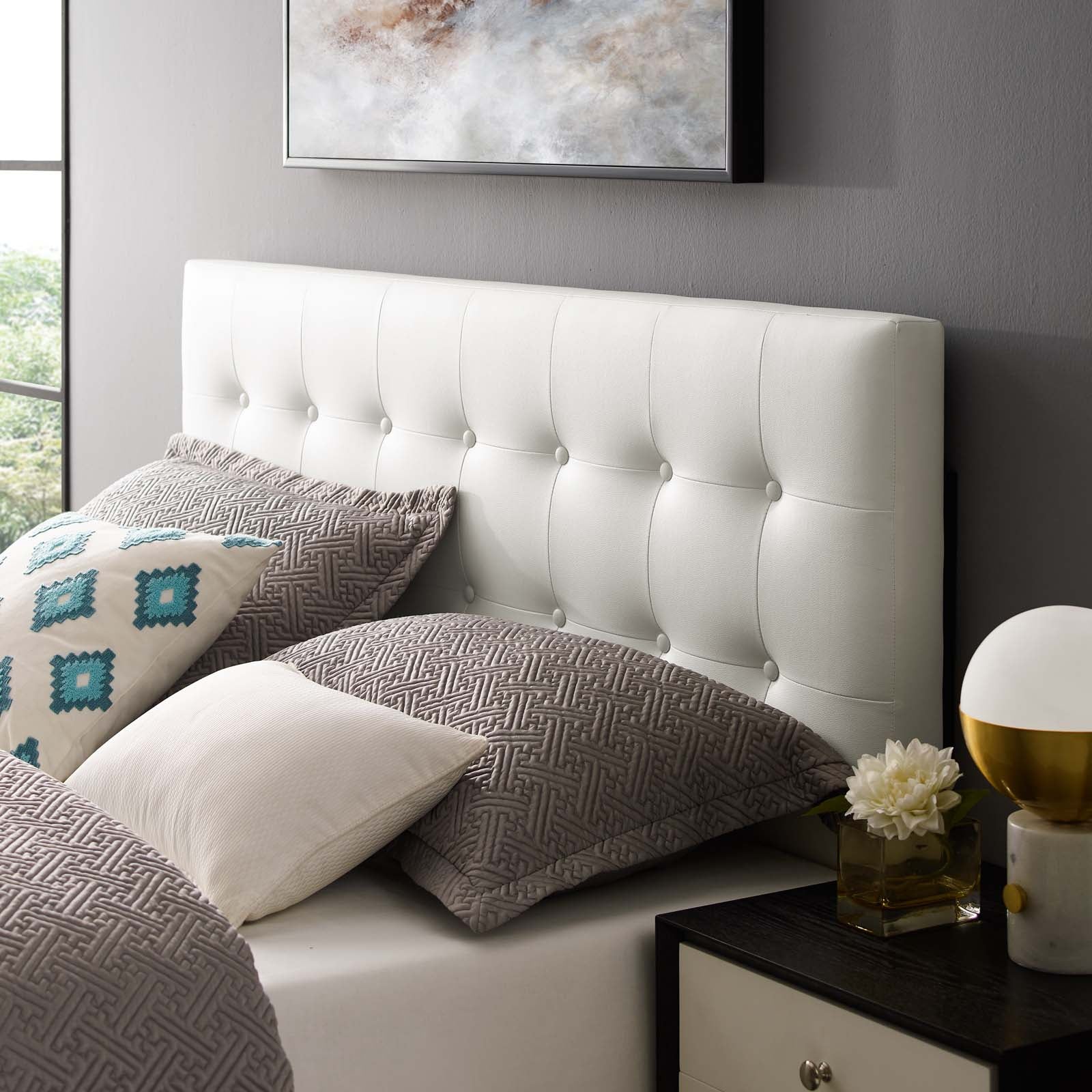 Modway Headboards - Emily King Upholstered Vinyl Headboard White