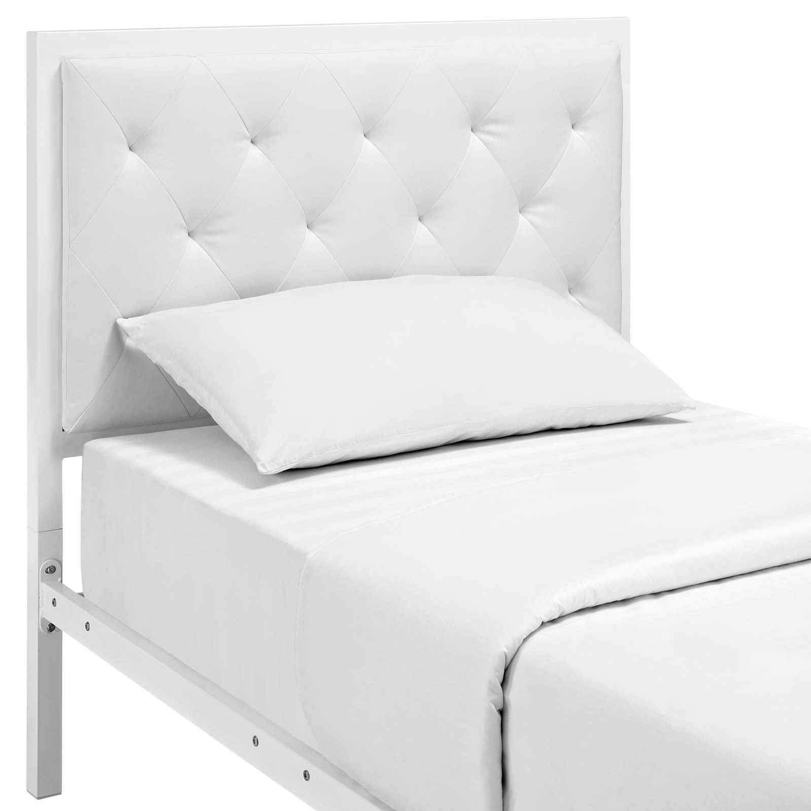 Modway Beds - Mia Twin Vinyl Bed White White