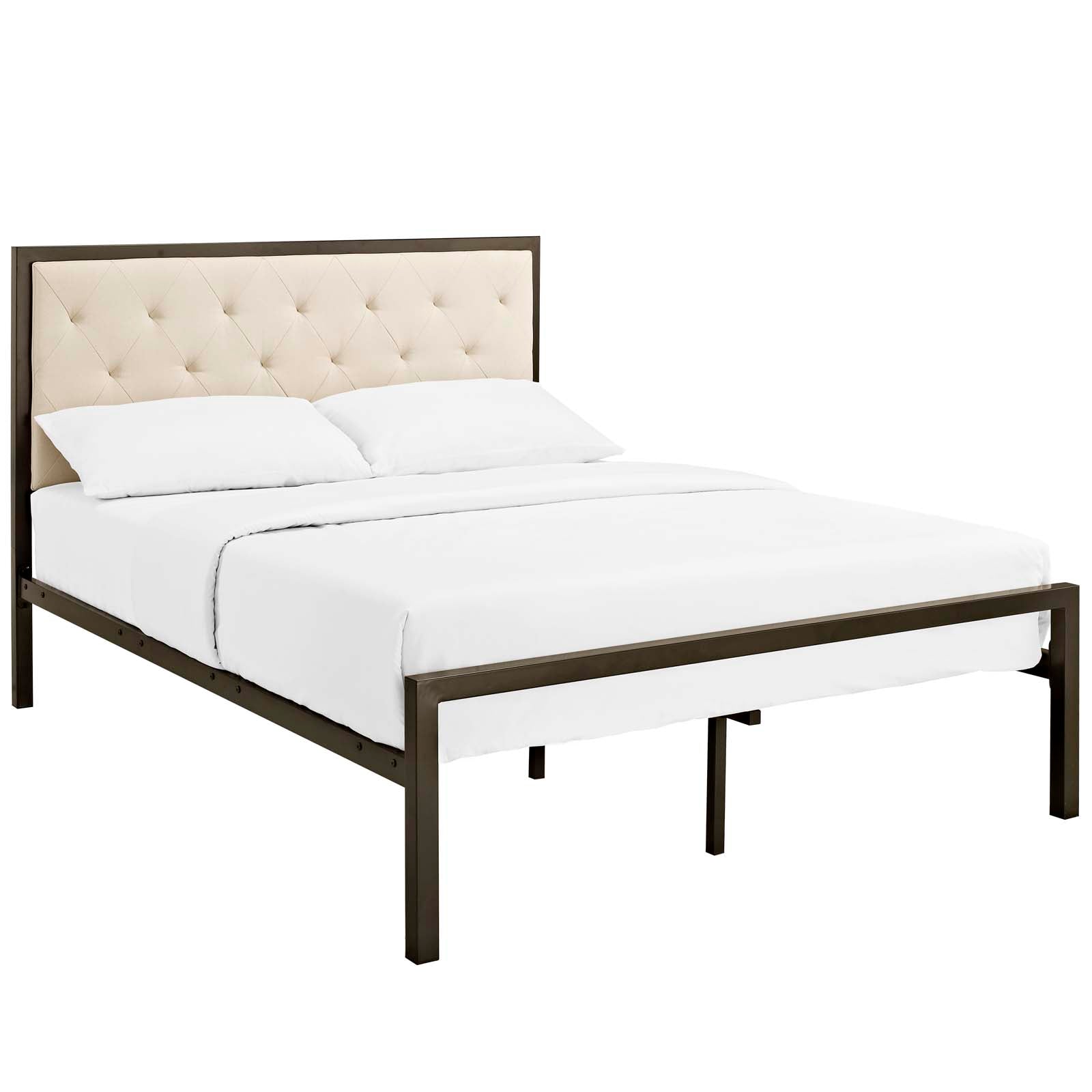 Modway Beds - Mia Full Fabric Bed Brown Beige