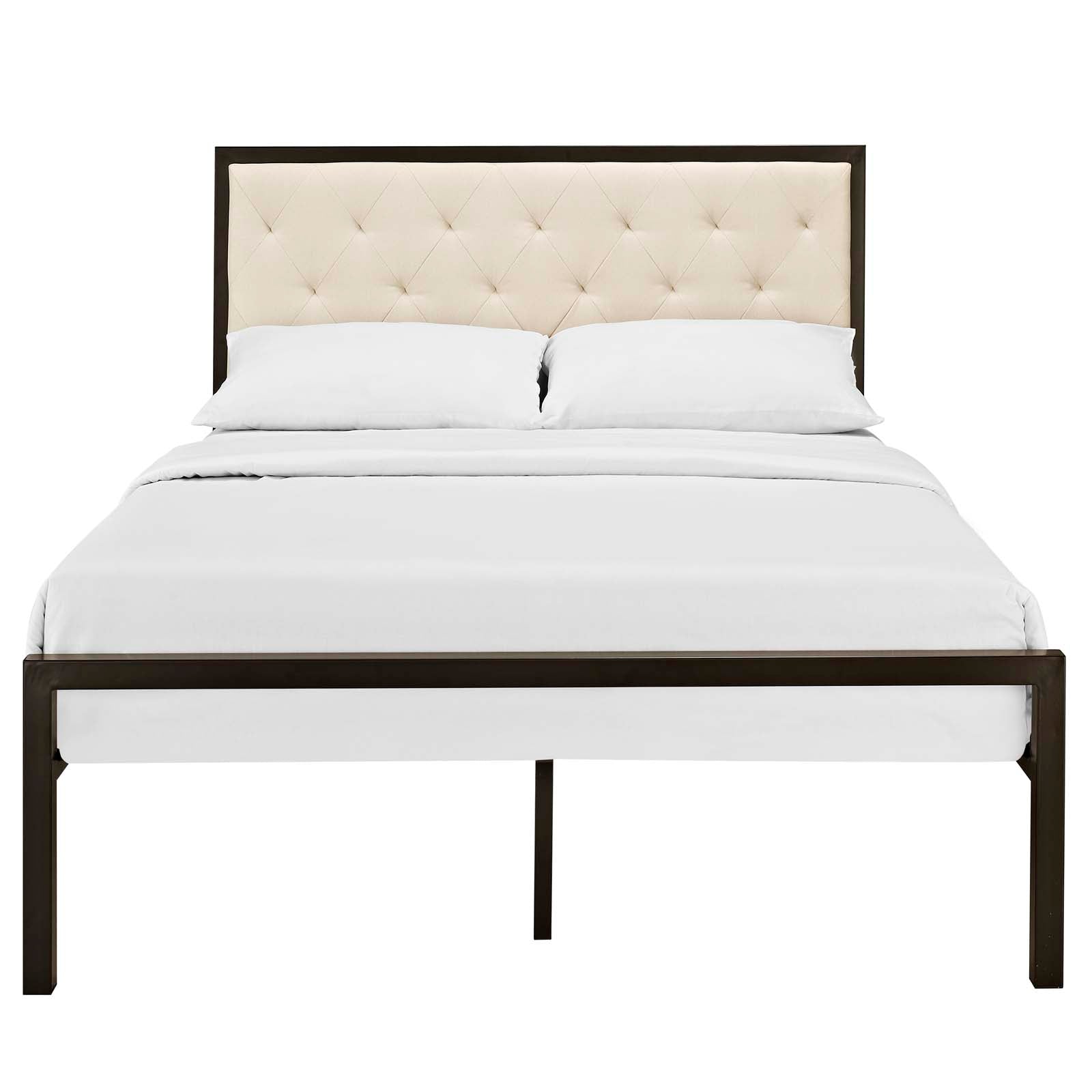 Modway Beds - Mia Full Fabric Bed Brown Beige
