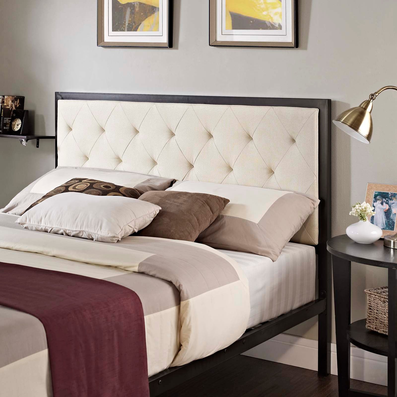 Modway Beds - Mia Full Fabric Bed Brown Beige