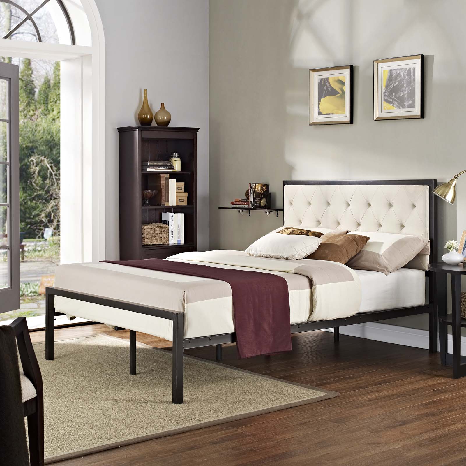 Modway Beds - Mia Full Fabric Bed Brown Beige