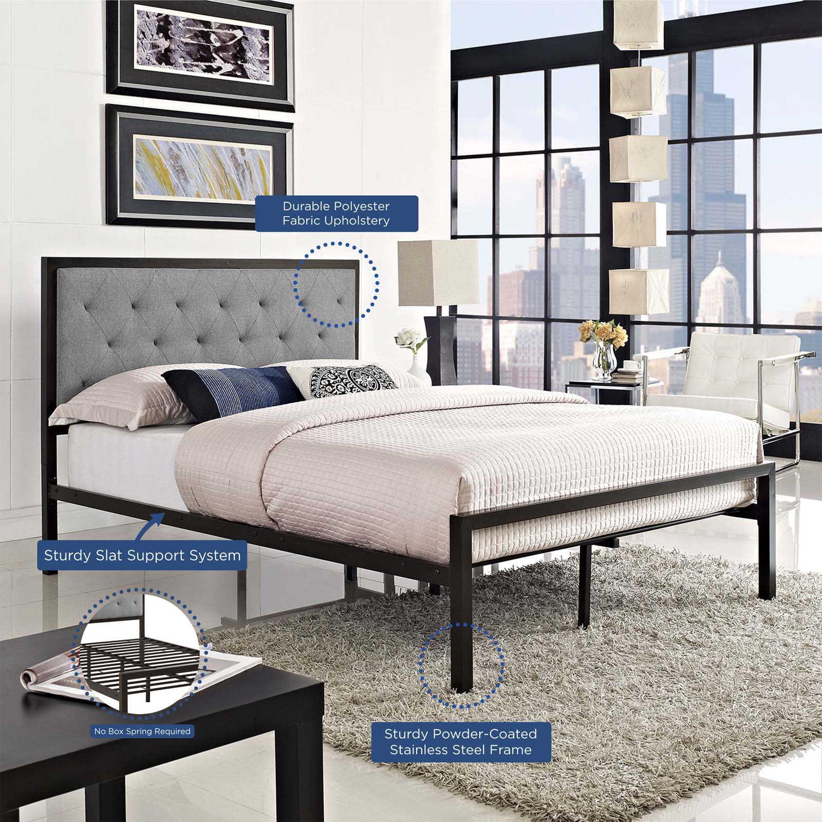 Modway Beds - Mia Full Bed Gray