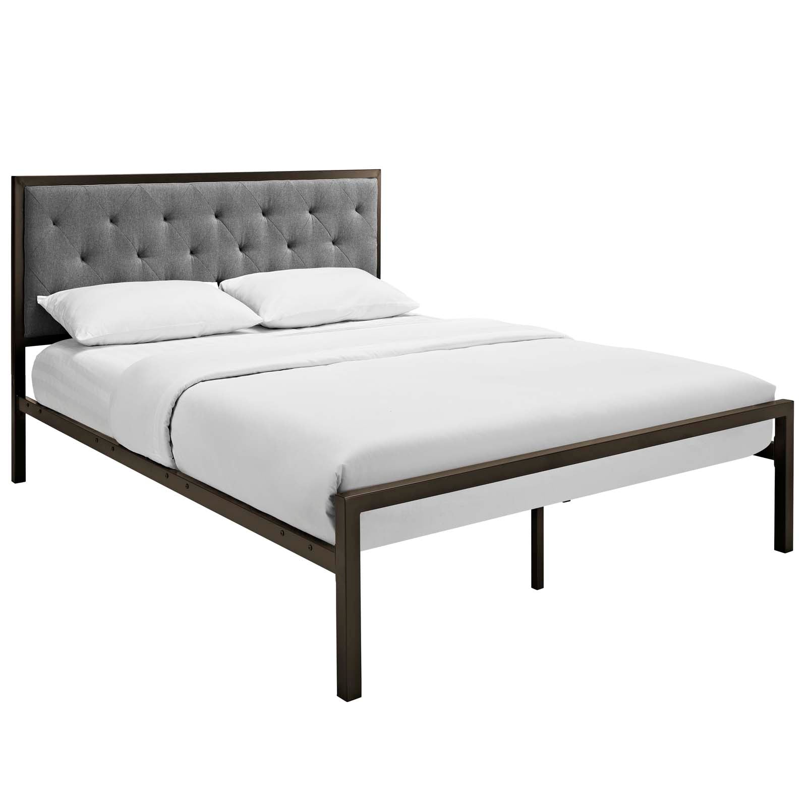 Modway Beds - Mia Queen Bed Brown Gray