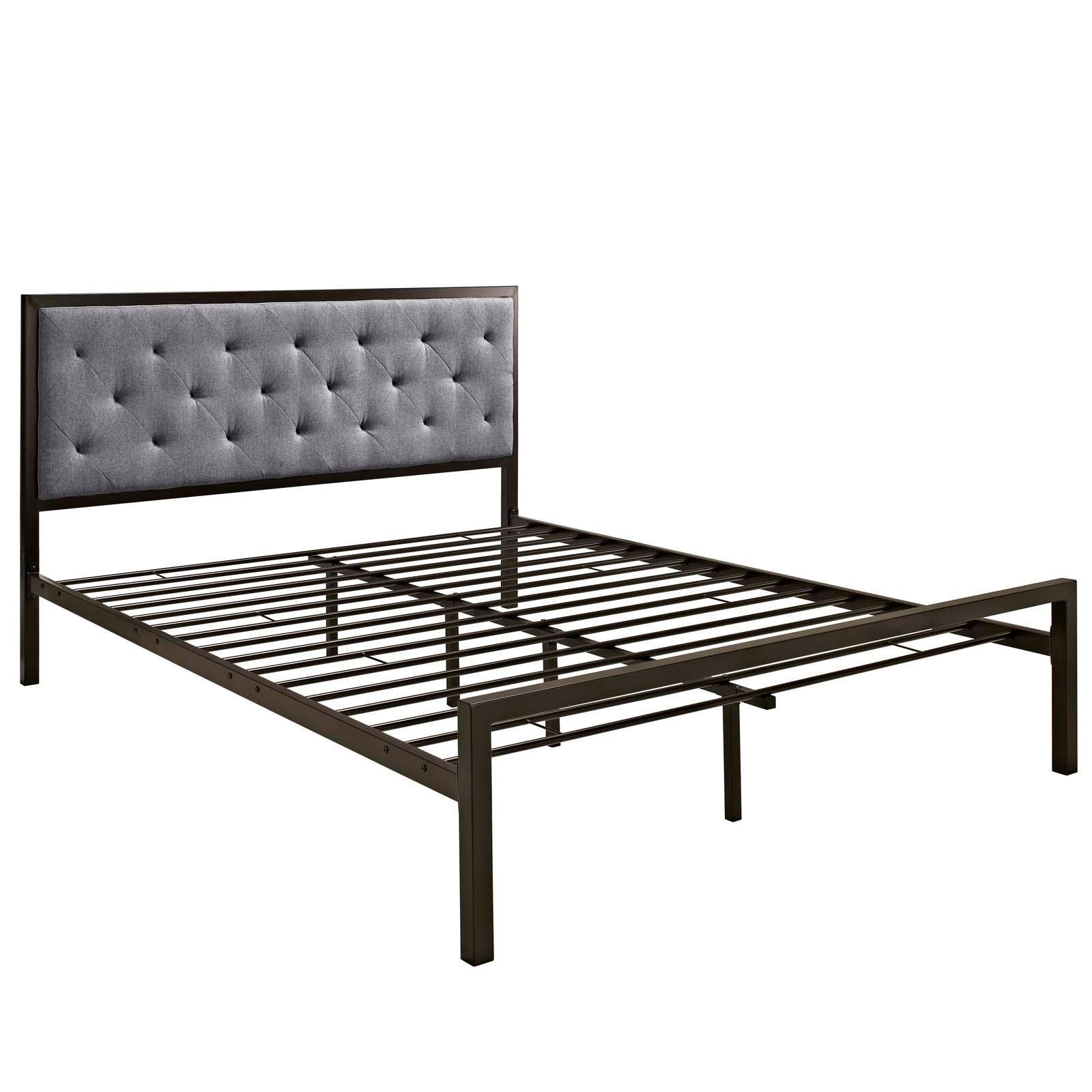 Modway Beds - Mia Queen Bed Brown Gray