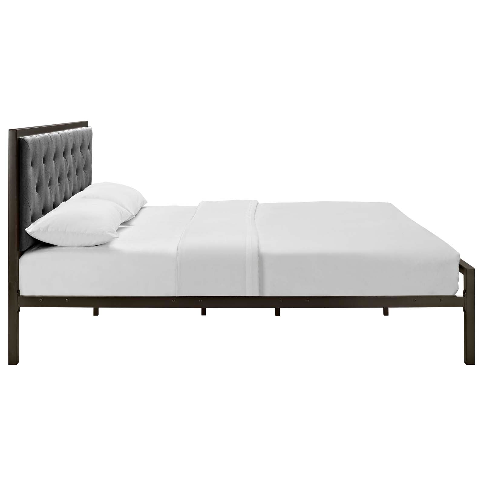 Modway Beds - Mia Queen Bed Brown Gray