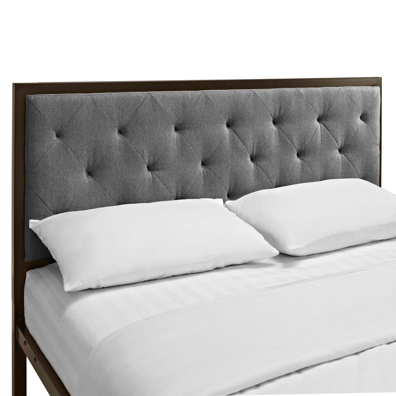 Modway Beds - Mia Queen Bed Brown Gray