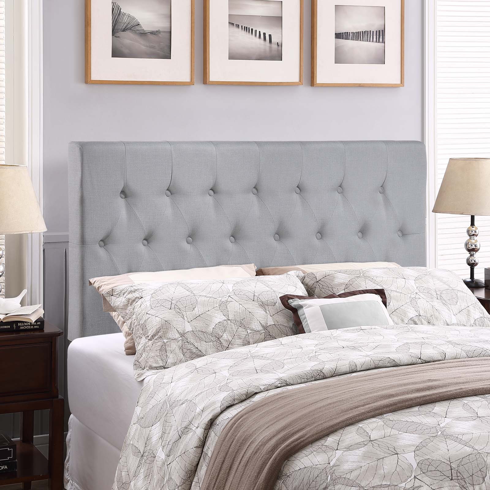 Modway Headboards - Clique Queen Upholstered Fabric Headboard Sky Gray