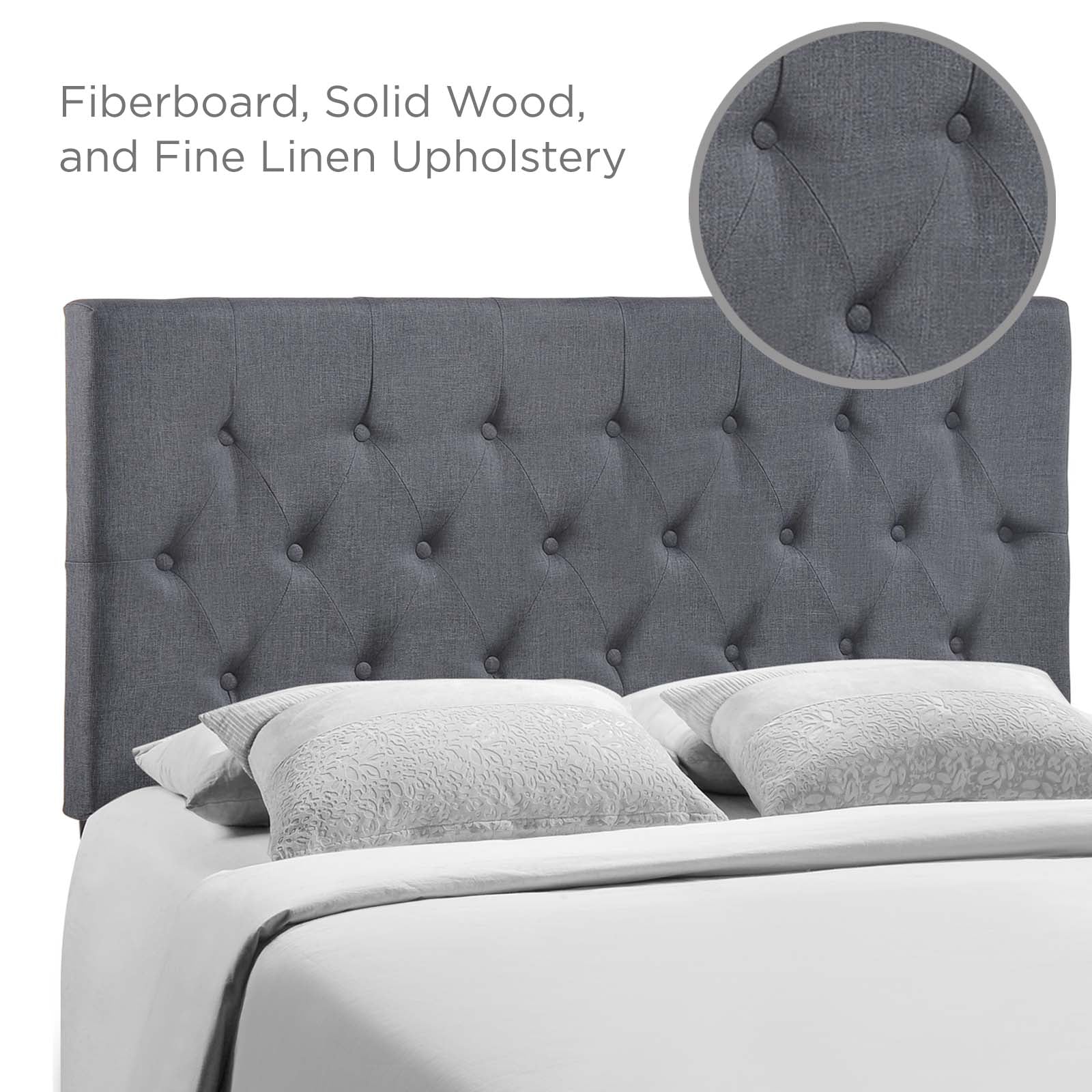 Modway Headboards - Clique Queen Upholstered Fabric Headboard Smoke