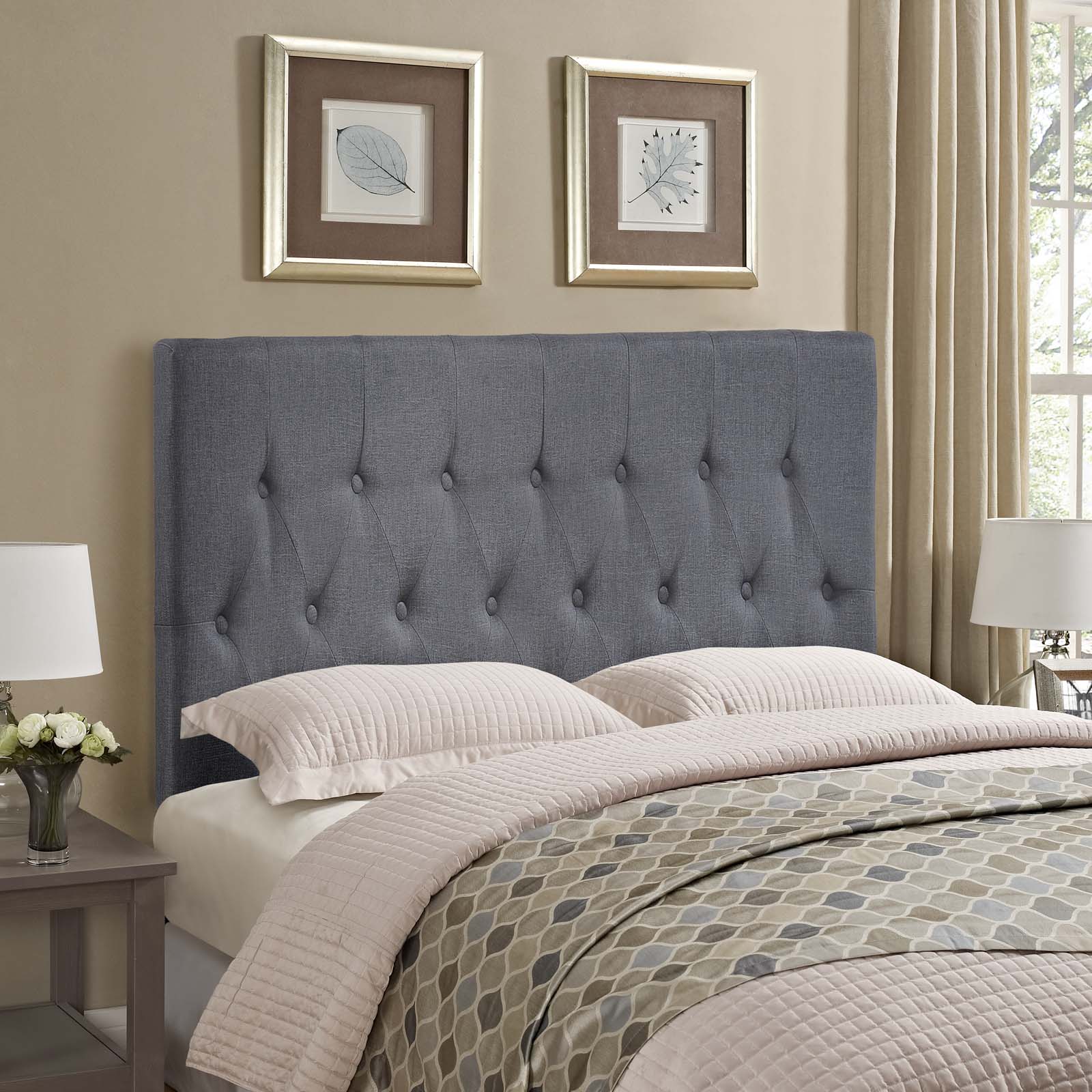 Modway Headboards - Clique Queen Upholstered Fabric Headboard Smoke