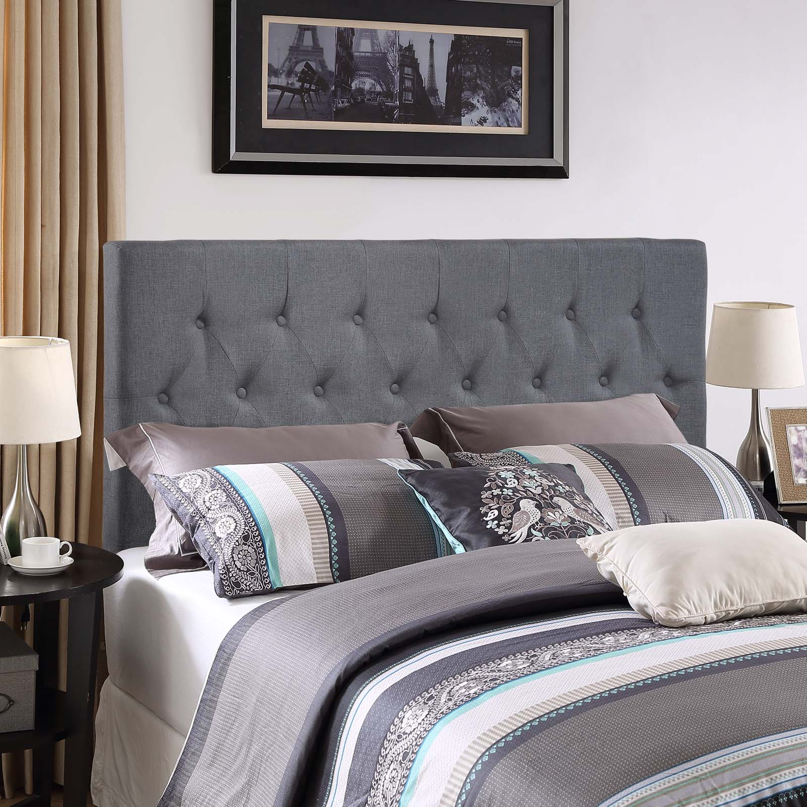 Modway Headboards - Clique Queen Upholstered Fabric Headboard Smoke