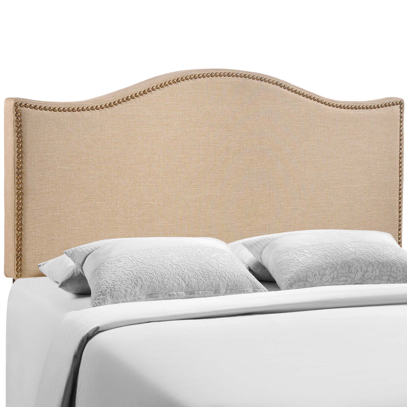 Modway Headboards - Curl Queen Nailhead Upholstered Headboard Cafe