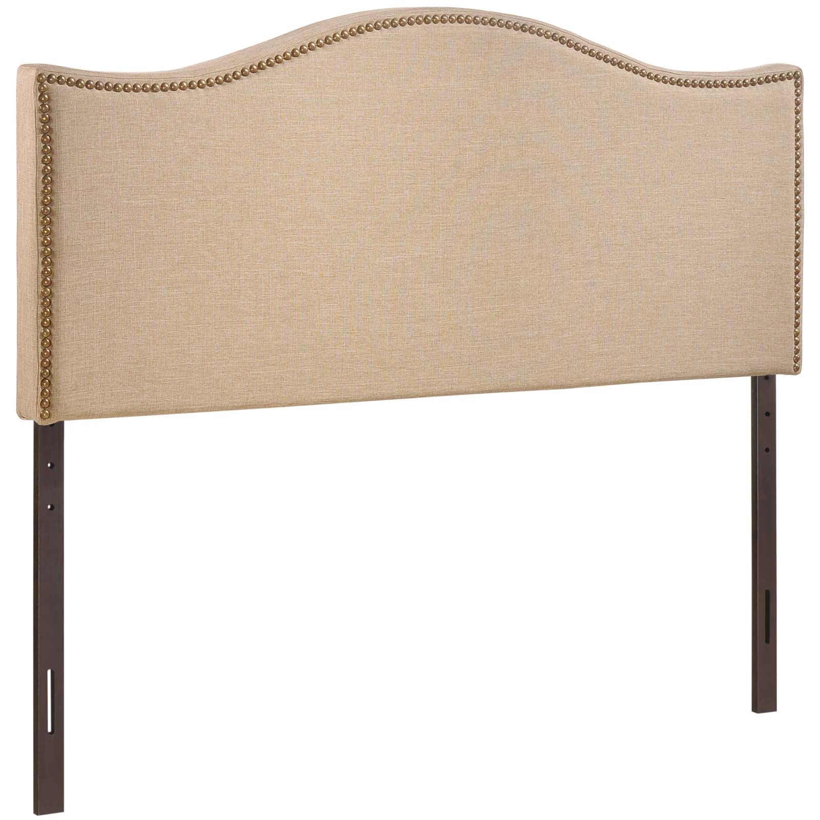 Modway Headboards - Curl Queen Nailhead Upholstered Headboard Cafe