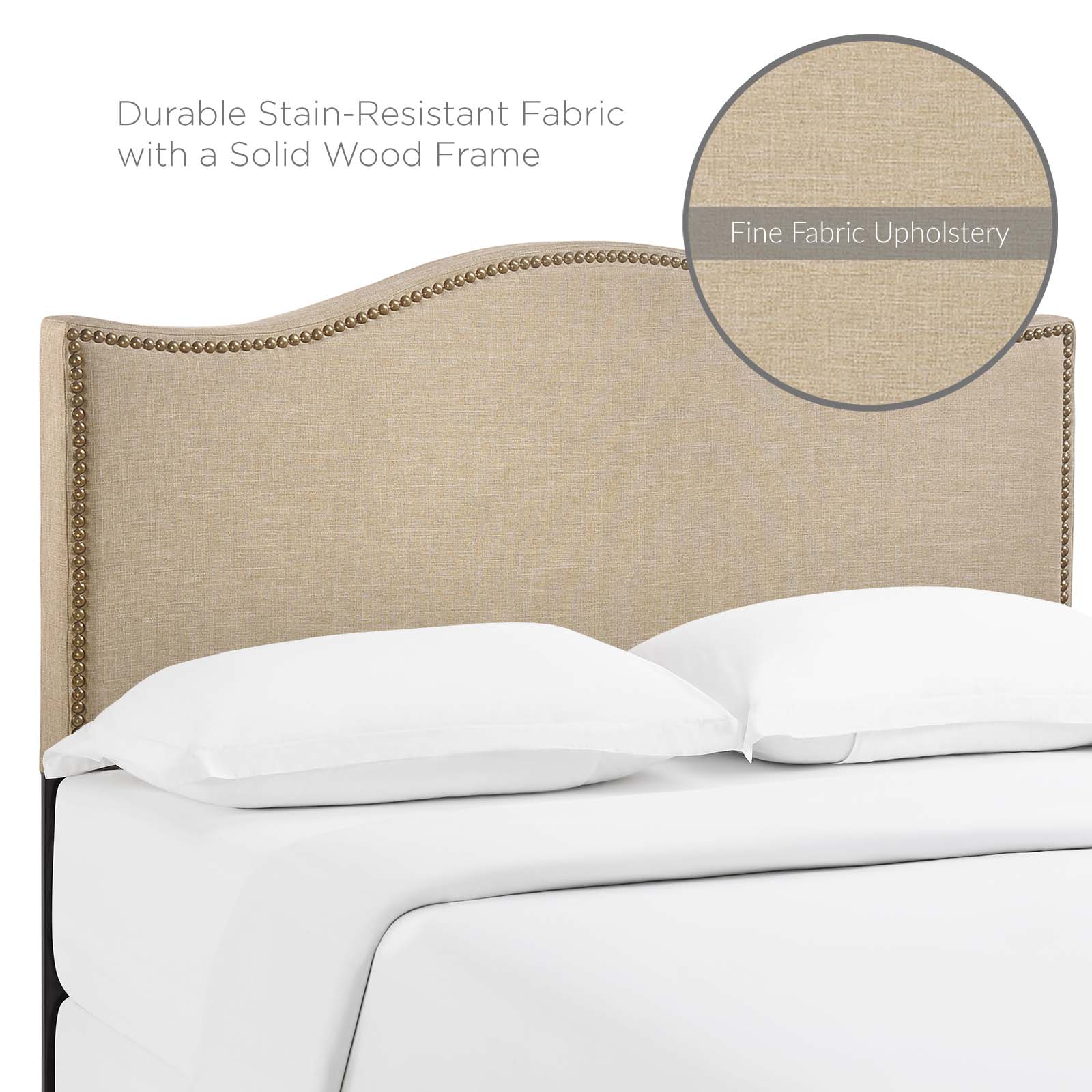 Modway Headboards - Curl Queen Nailhead Upholstered Headboard Cafe