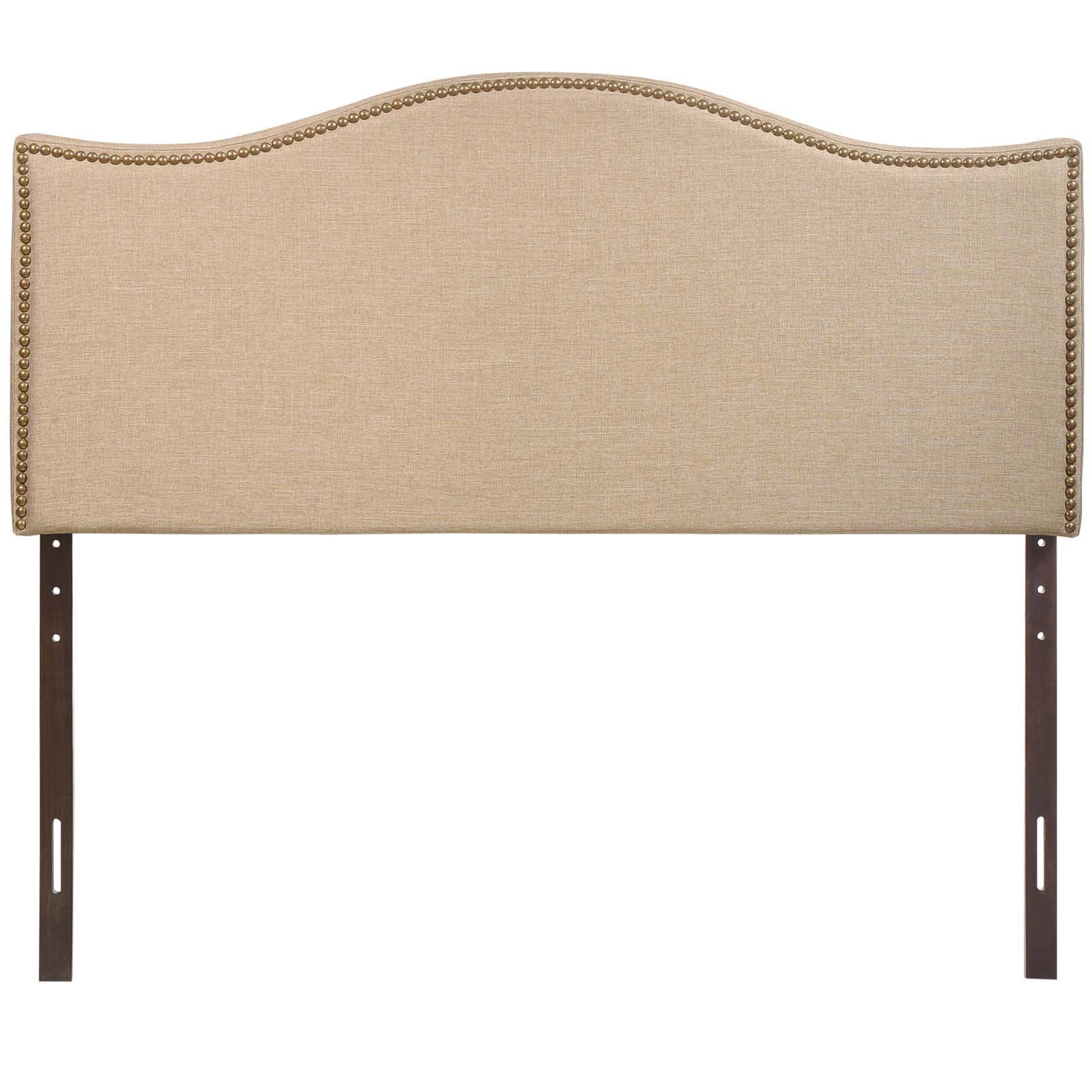 Modway Headboards - Curl Queen Nailhead Upholstered Headboard Cafe