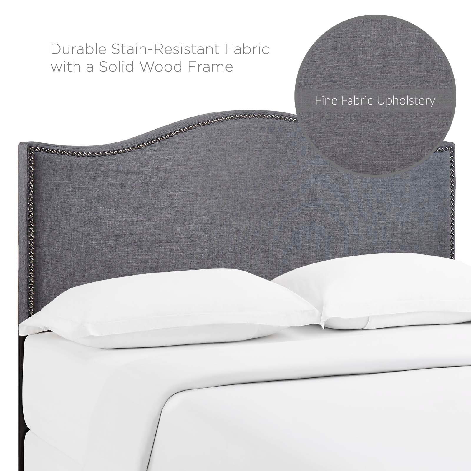 Modway Headboards - Curl Queen Nailhead Upholstered Headboard Smoke