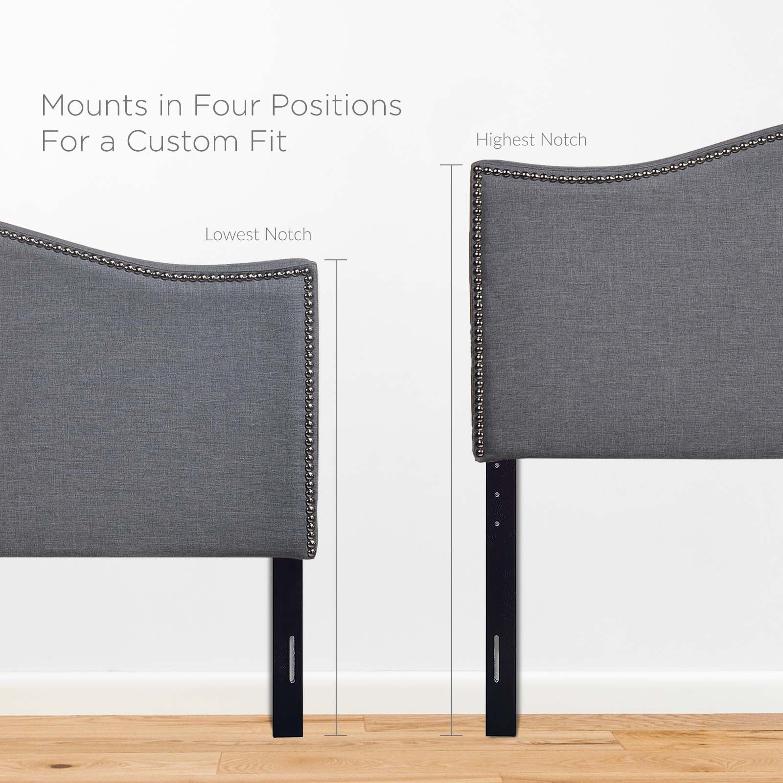 Modway Headboards - Curl Queen Nailhead Upholstered Headboard Smoke