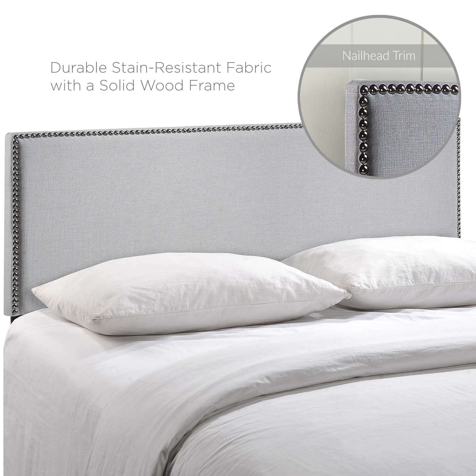 Modway Headboards - Region Nailhead Queen Upholstered Headboard Sky Gray