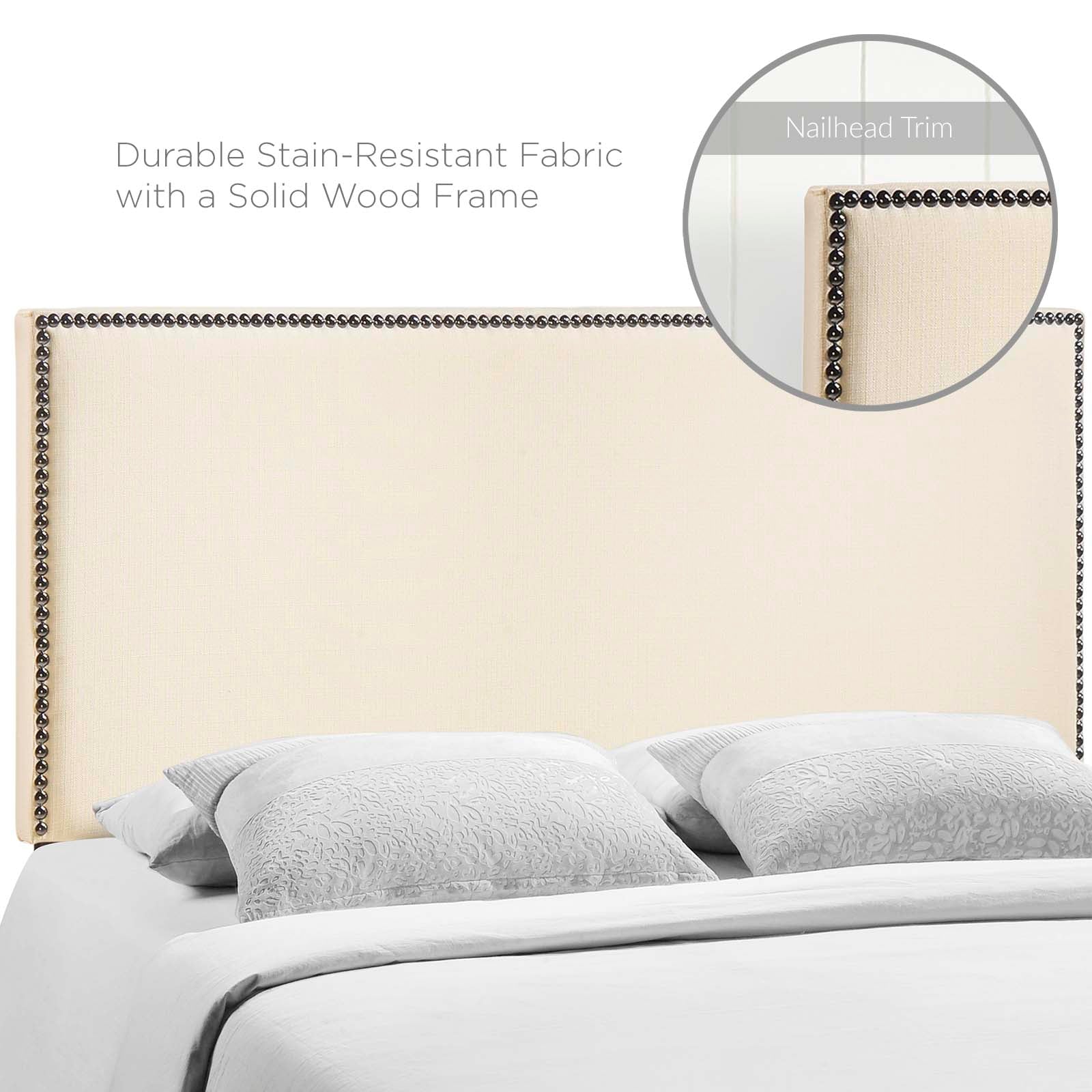 Modway Headboards - Region Nailhead Queen Upholstered Headboard Ivory