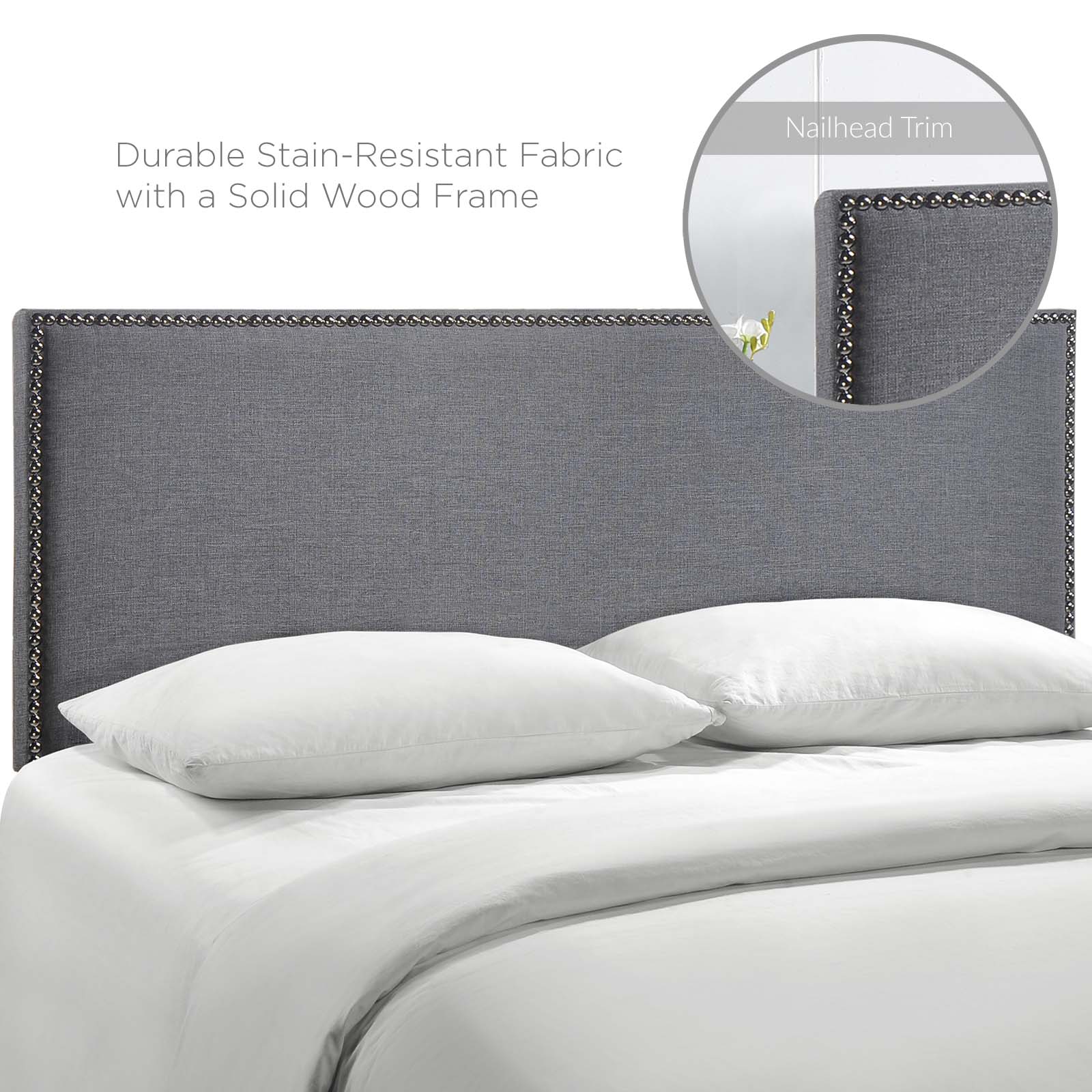 Modway Headboards - Region Nailhead Queen Upholstered Headboard Smoke