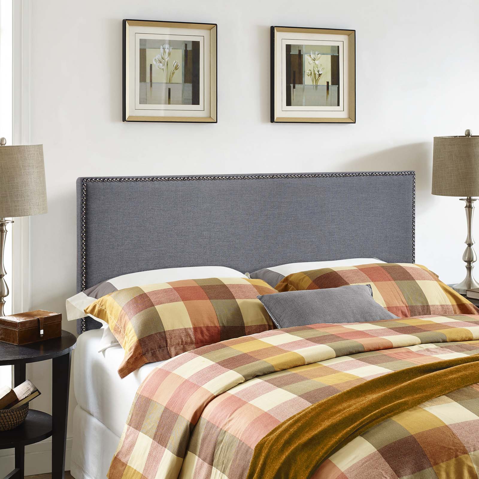 Modway Headboards - Region Nailhead Queen Upholstered Headboard Smoke