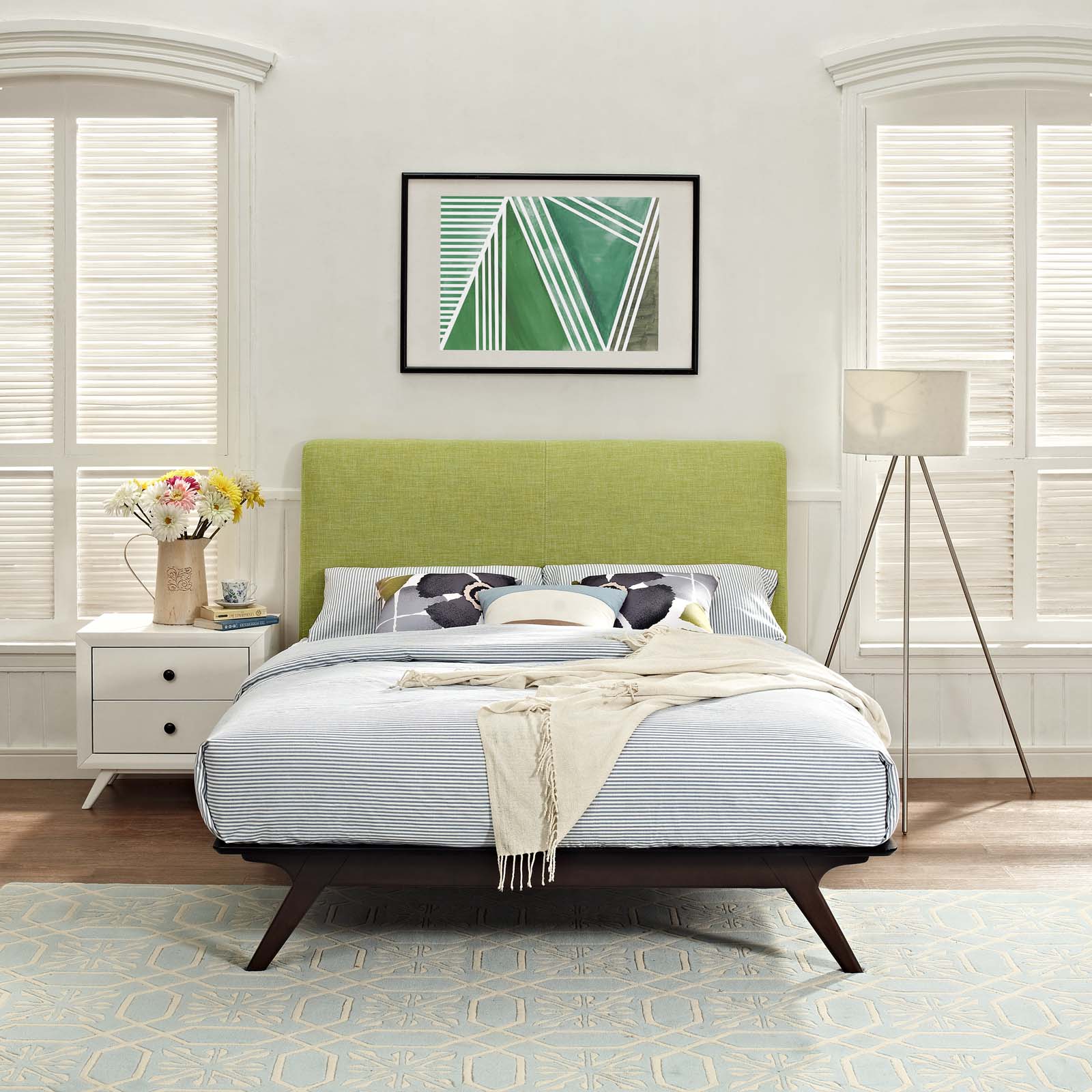 Modway Beds - Tracy Queen Bed Cappuccino And Green