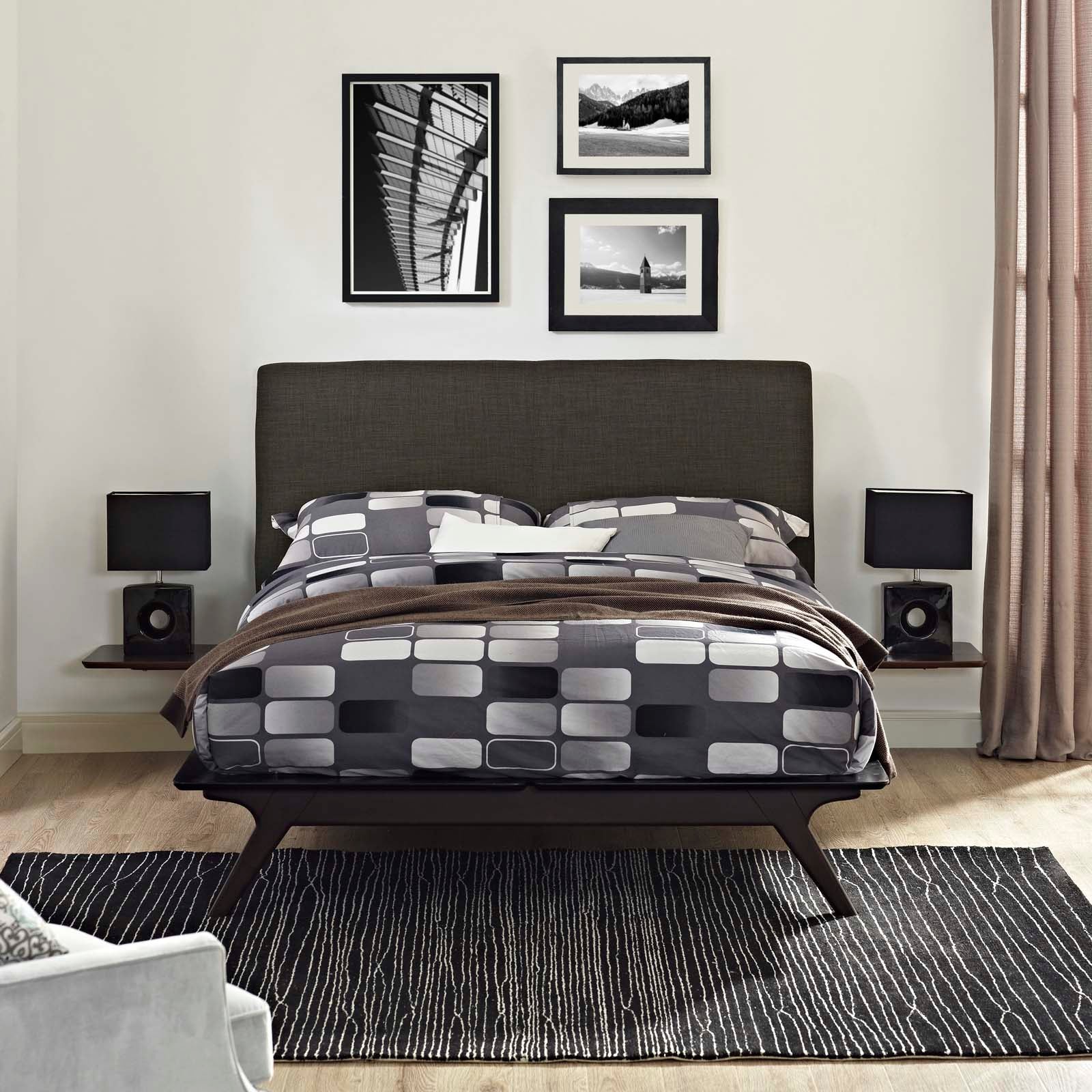 Modway Bedroom Sets - Tracy 3 Piece Queen Bedroom Set 95" W Cappuccino Brown