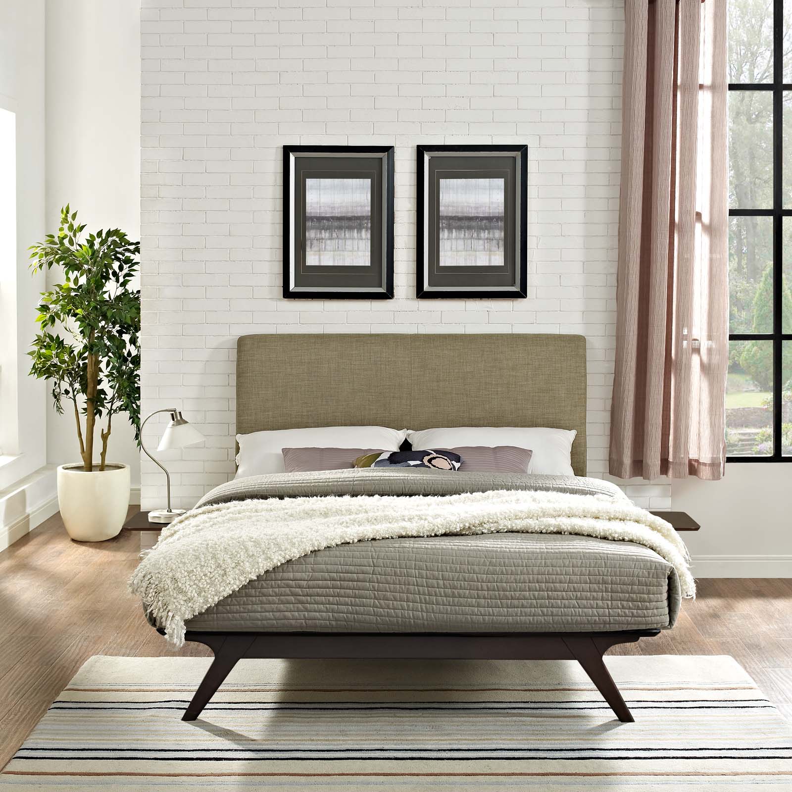 Modway Bedroom Sets - Tracy 3 Piece 43" H Queen Bedroom Set Cappuccino Latte