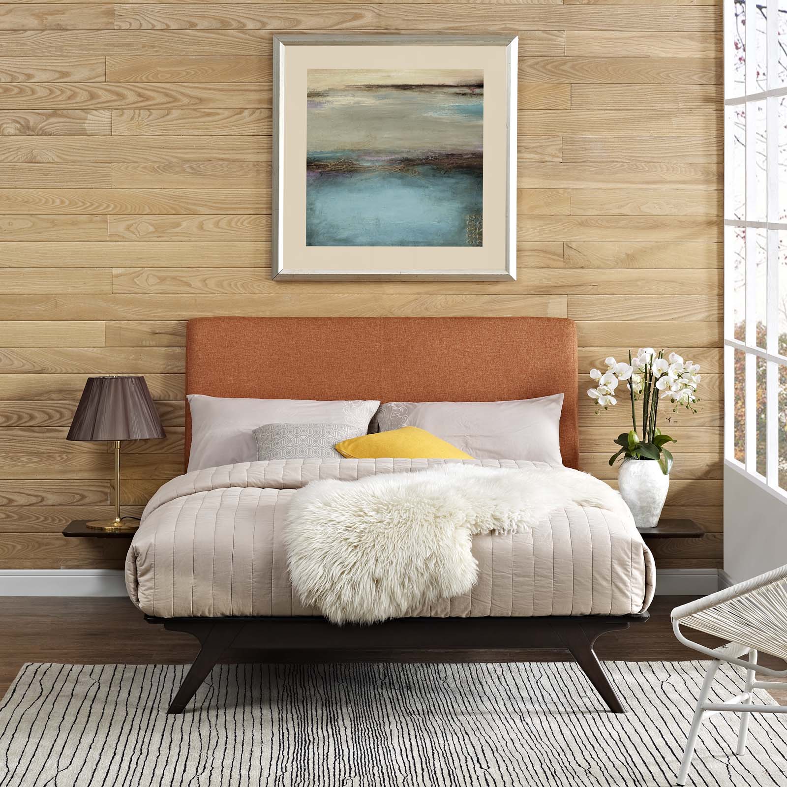 Modway Bedroom Sets - Tracy 3 Piece Queen 95" W Bedroom Set Cappuccino Orange