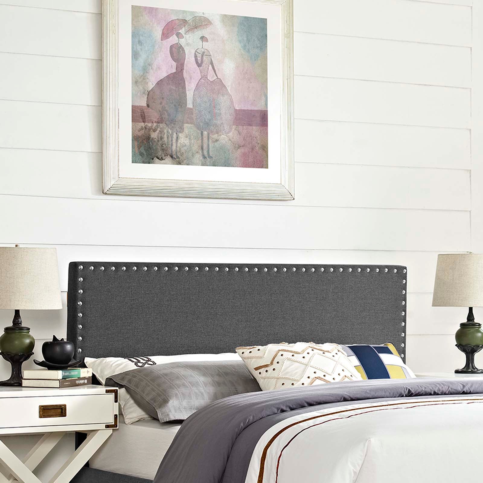 Modway Headboards - Phoebe Full Upholstered Fabric Headboard Gray