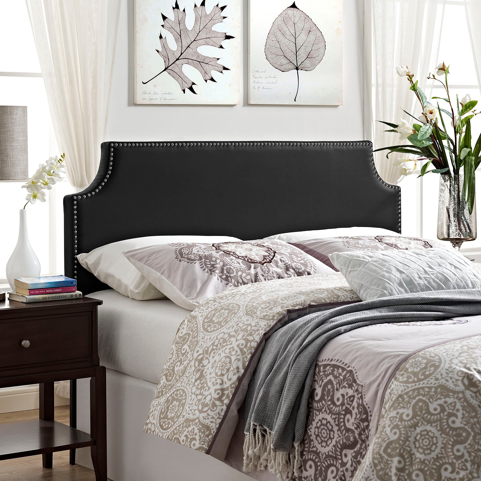 Modway Headboards - Laura Full Upholstered Vinyl Headboard Black