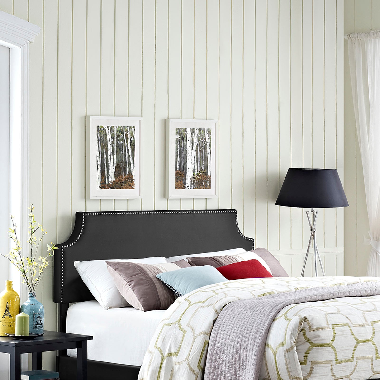 Modway Headboards - Laura Full Upholstered Vinyl Headboard Black