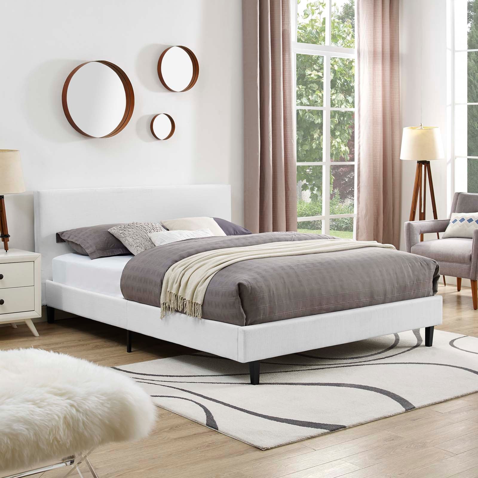 Modway Beds - Anya Full Fabric Bed White