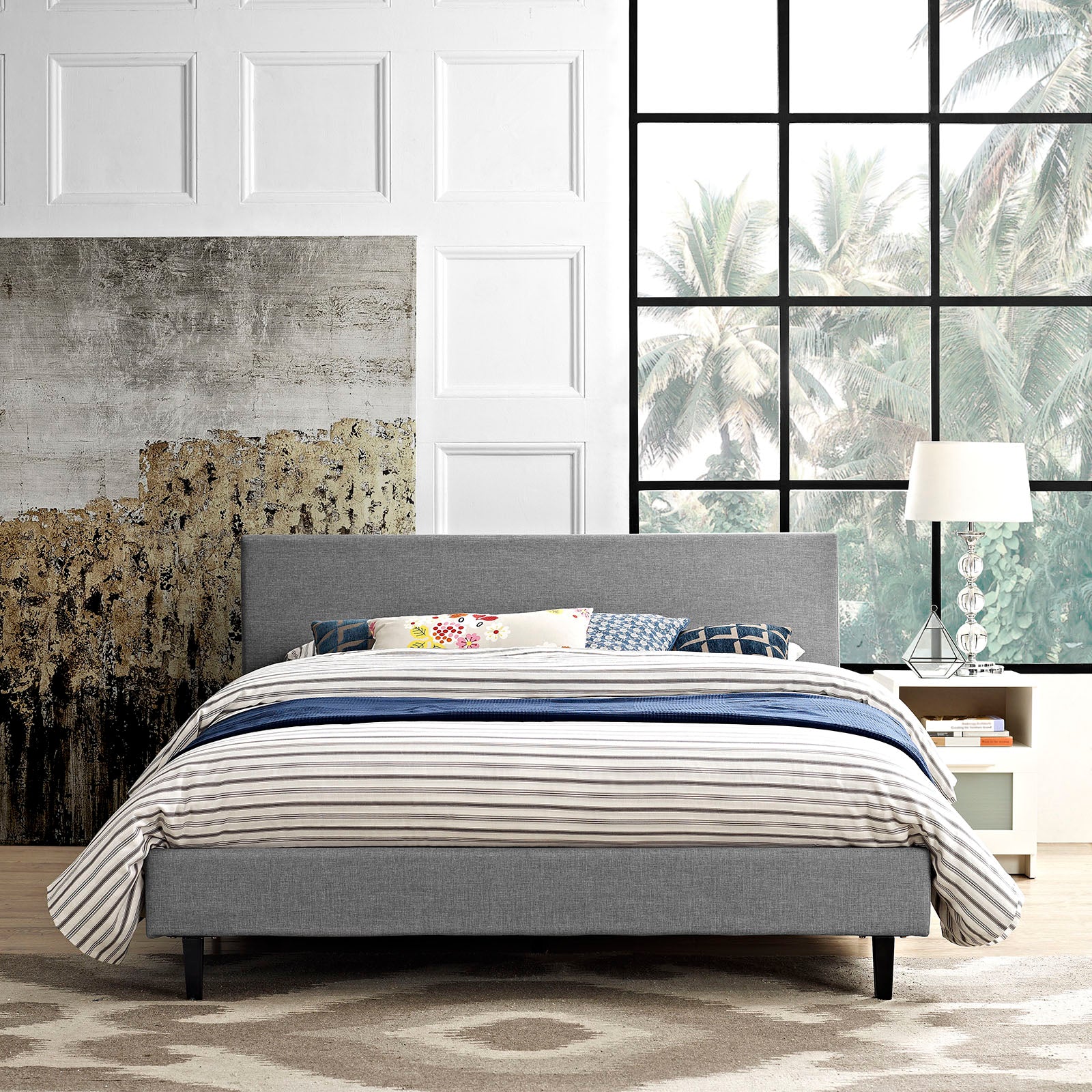 Modway Beds - Anya Queen Bed Light Gray