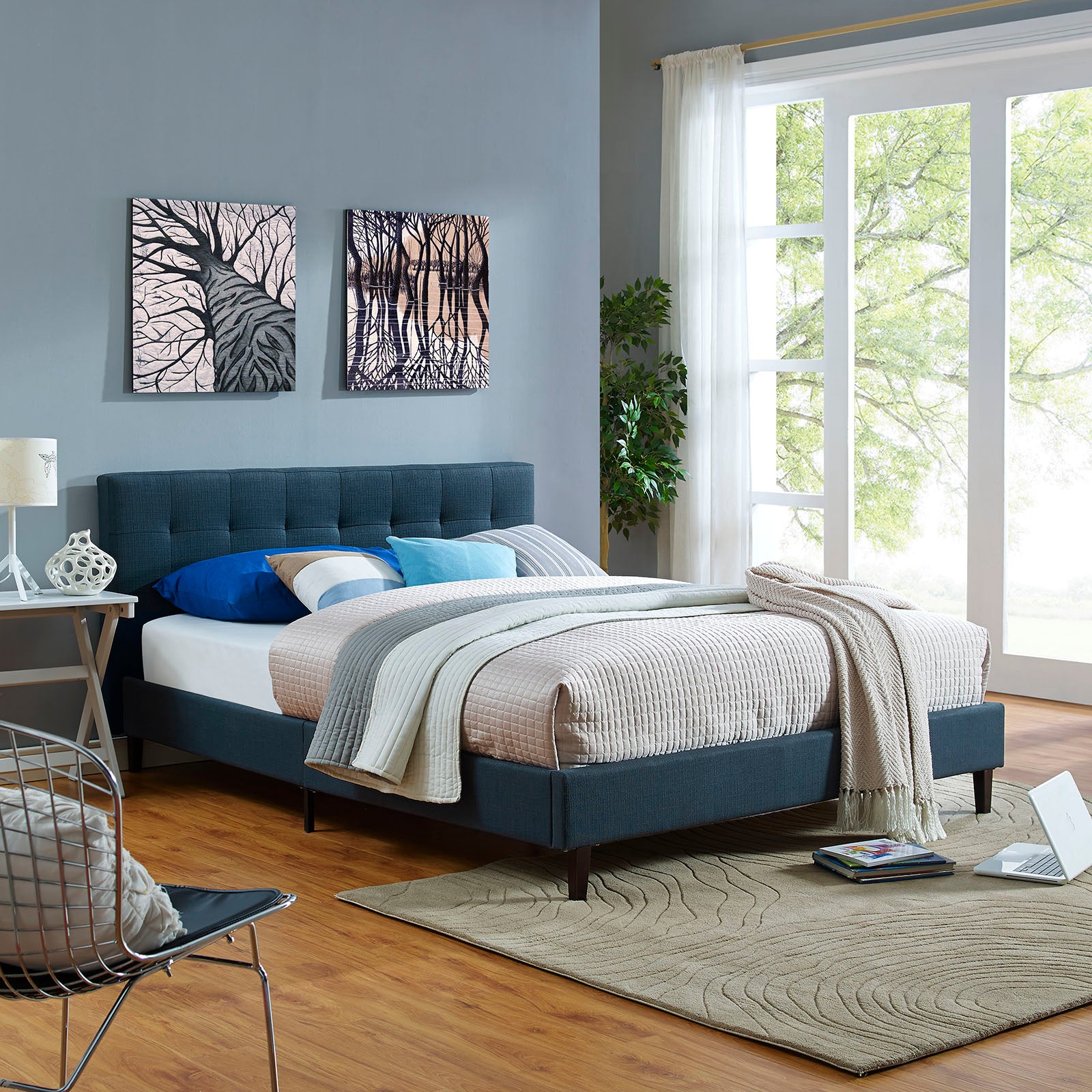 Modway Beds - Linnea Queen Bed Azure