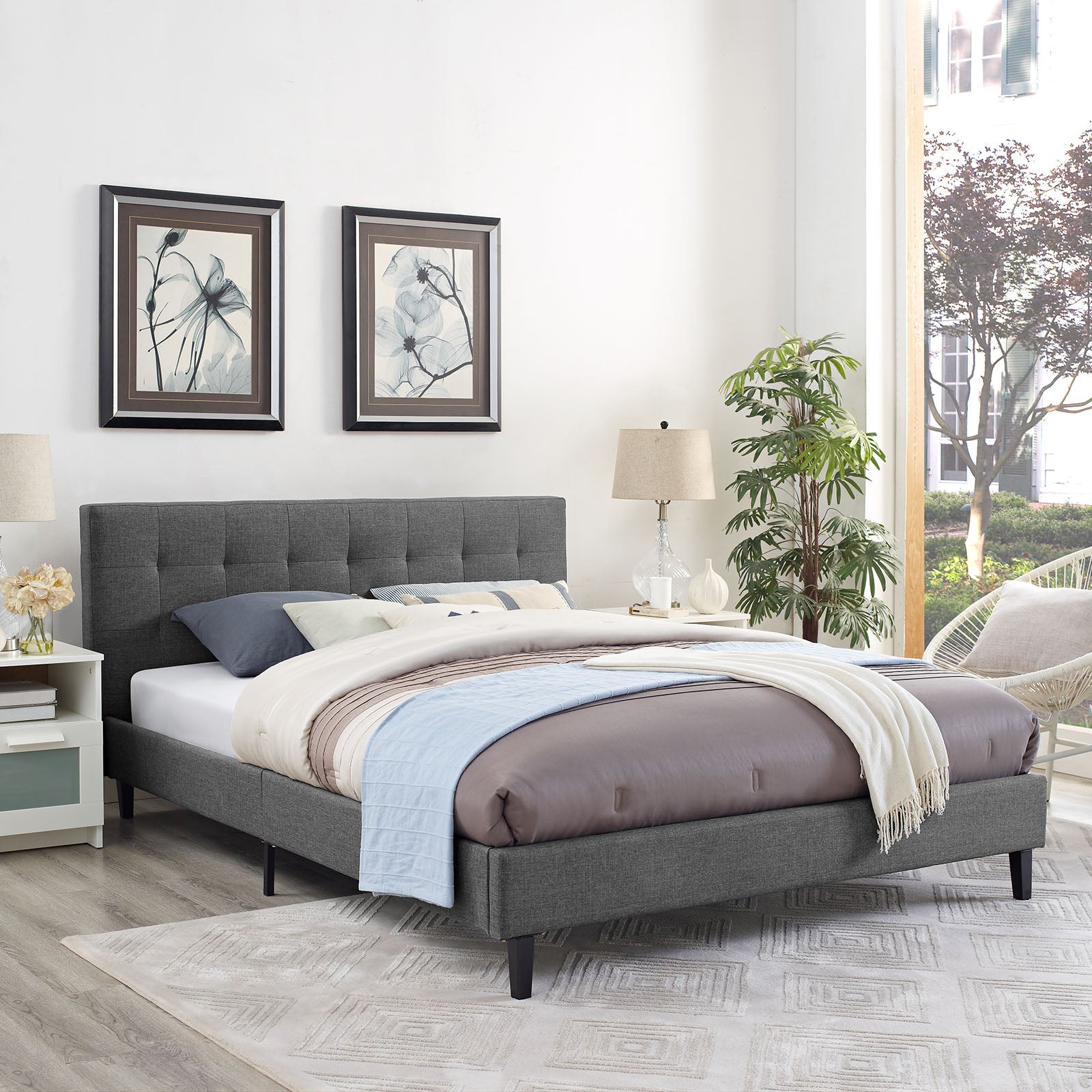 Modway Beds - Linnea Queen Bed Gray