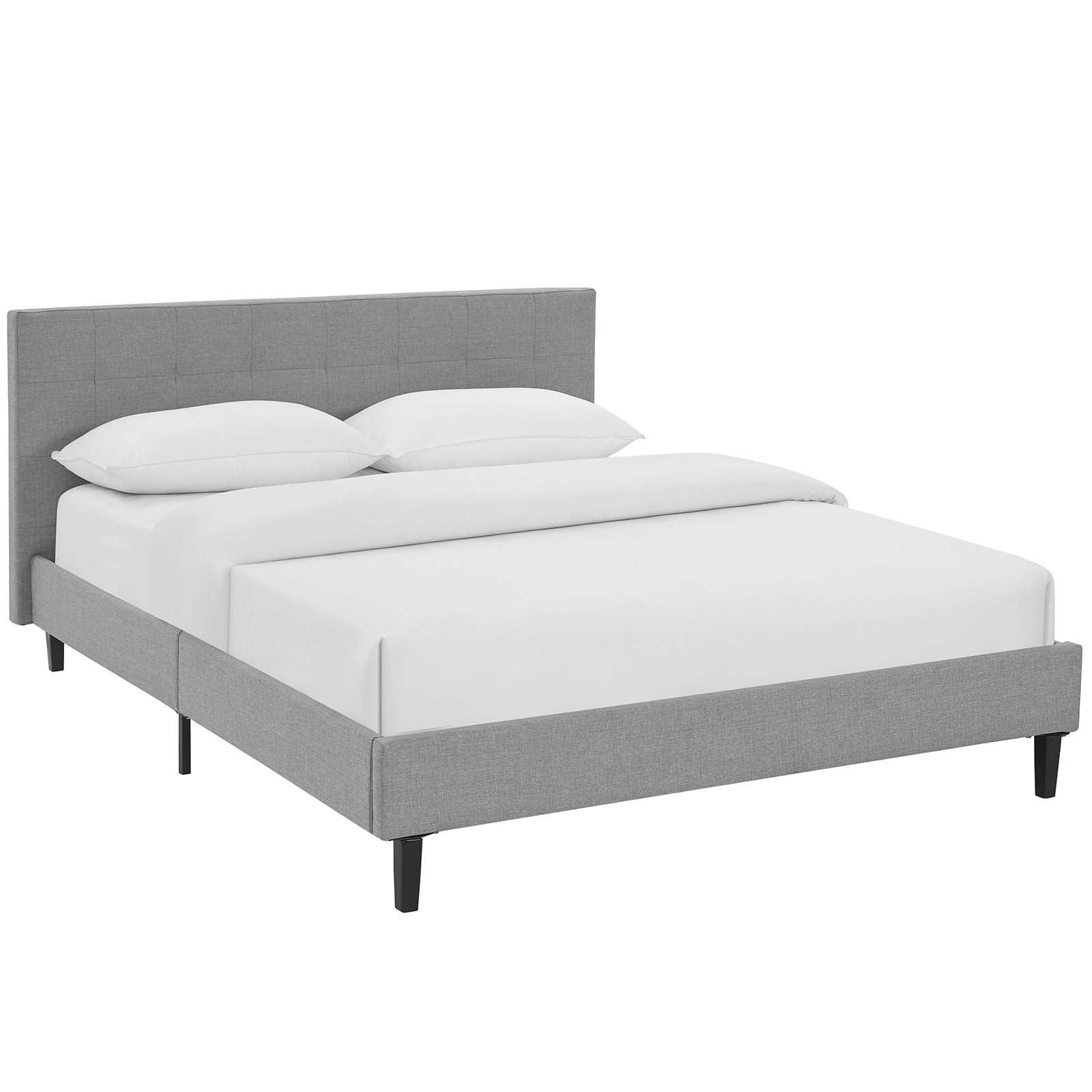 Modway Beds - Linnea-Queen-Fabric-Bed-Light-Gray