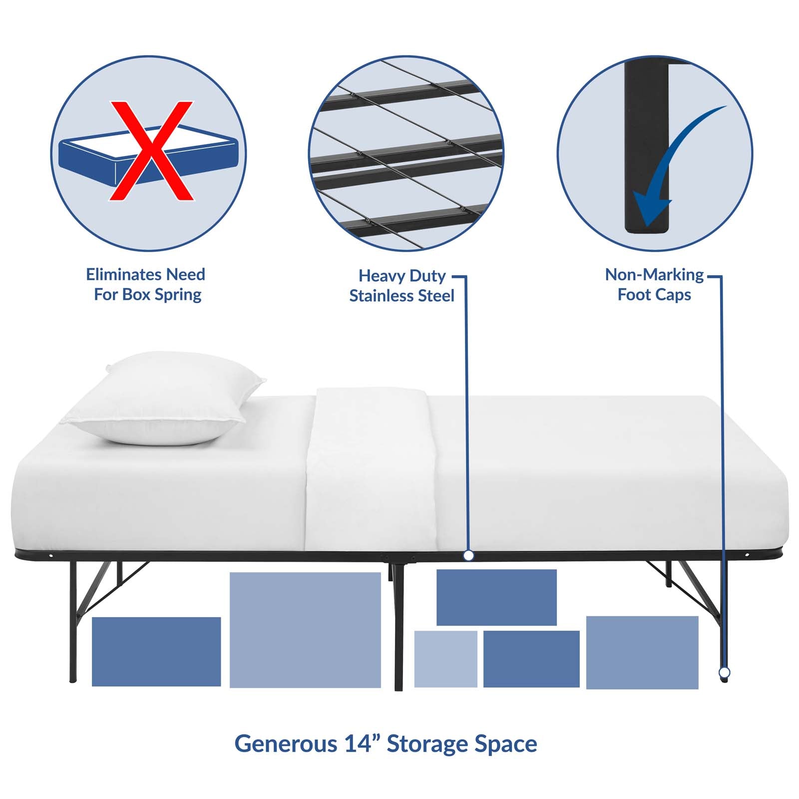 Modway Beds - Horizon Twin Stainless Steel Bed Frame Brown