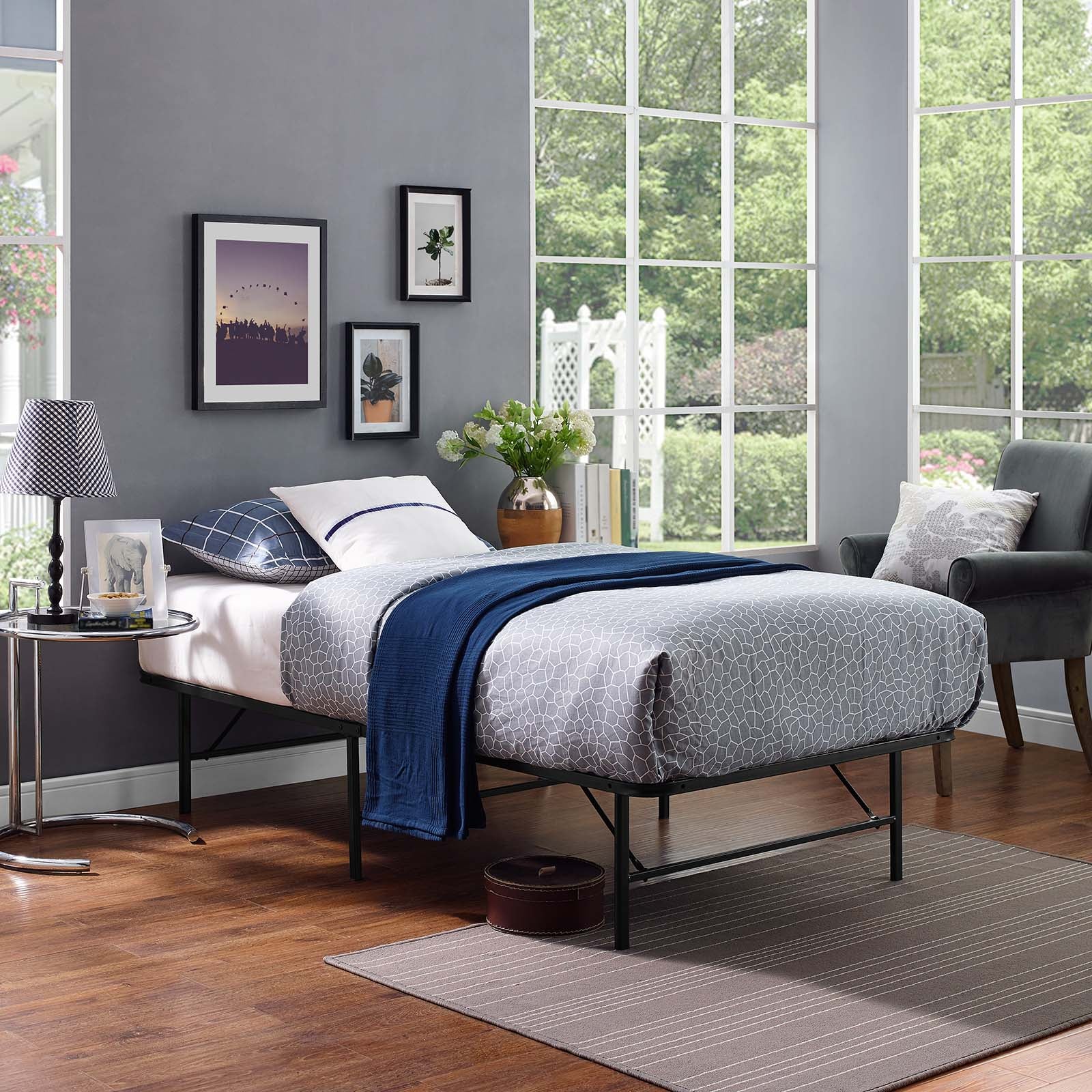 Modway Beds - Horizon Twin Stainless Steel Bed Frame Brown