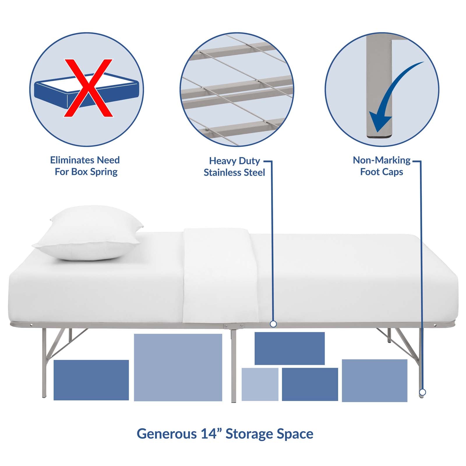Modway Beds - Horizon Twin Stainless Steel Bed Frame Gray
