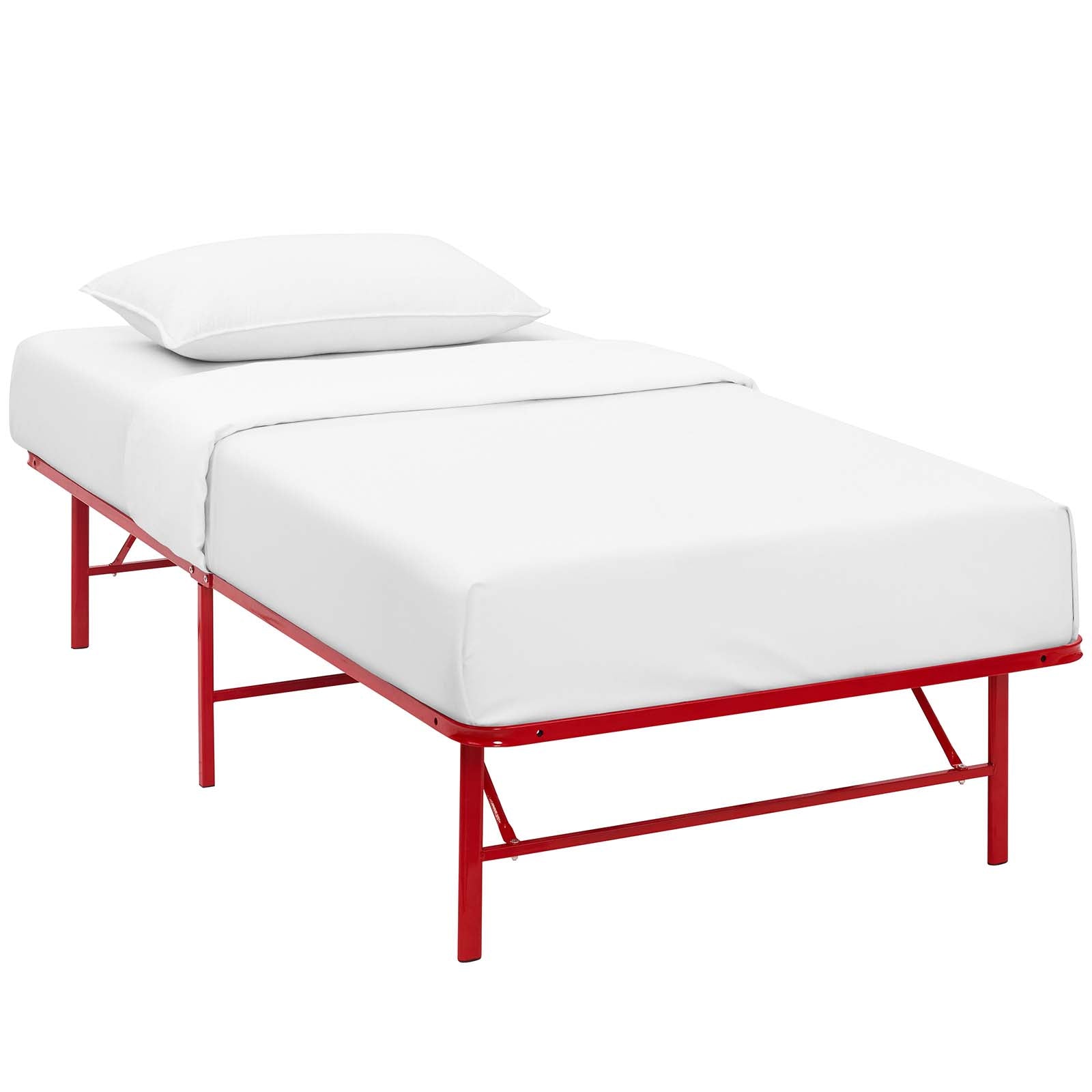 Modway Beds - Horizon Twin Stainless Steel Bed Frame Red