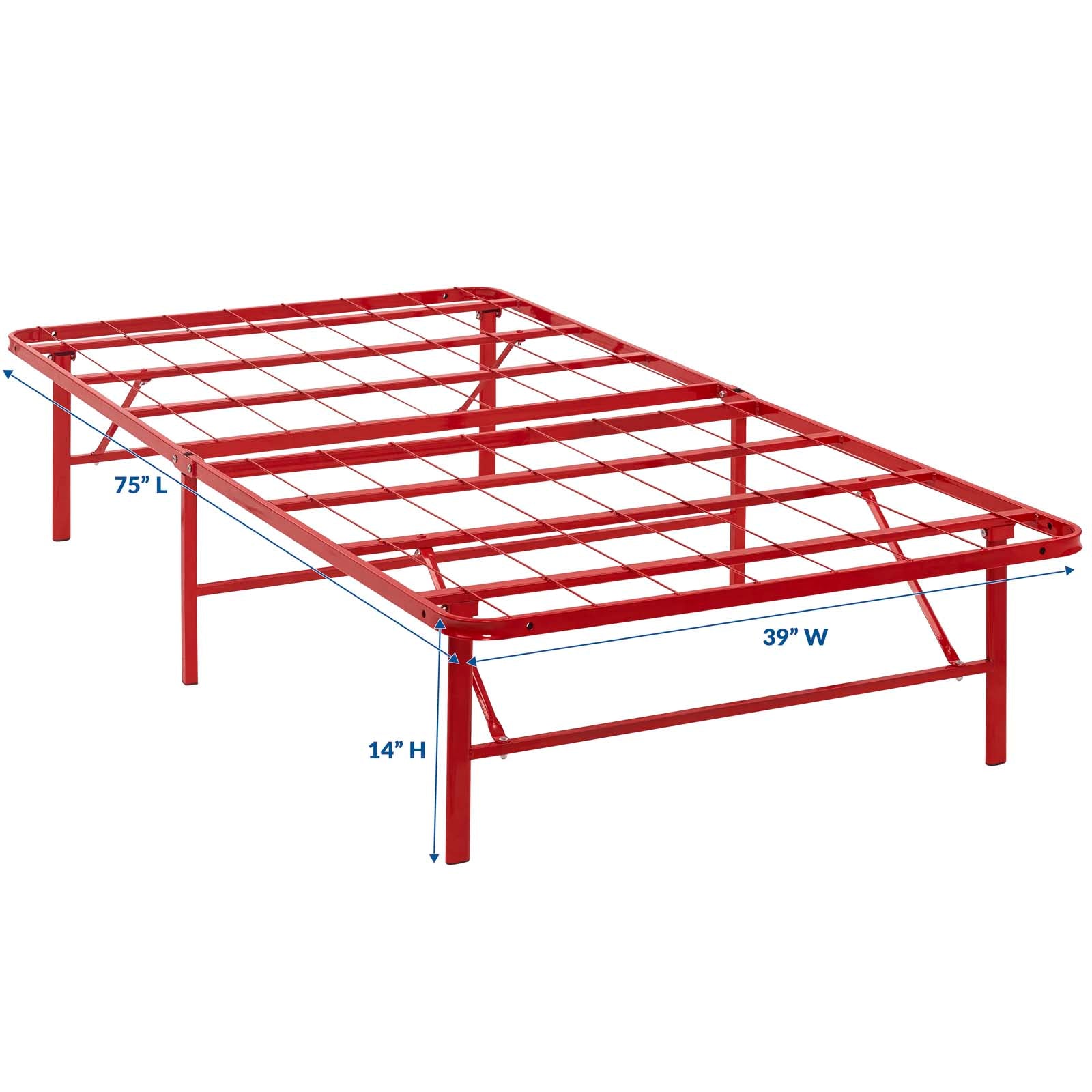 Modway Beds - Horizon Twin Stainless Steel Bed Frame Red