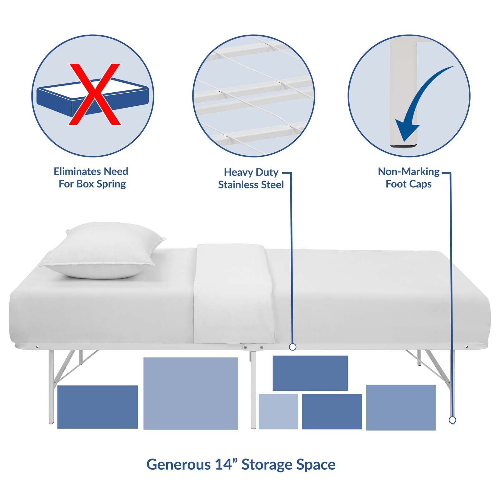 Modway Beds - Horizon Twin Stainless Steel Bed Frame White