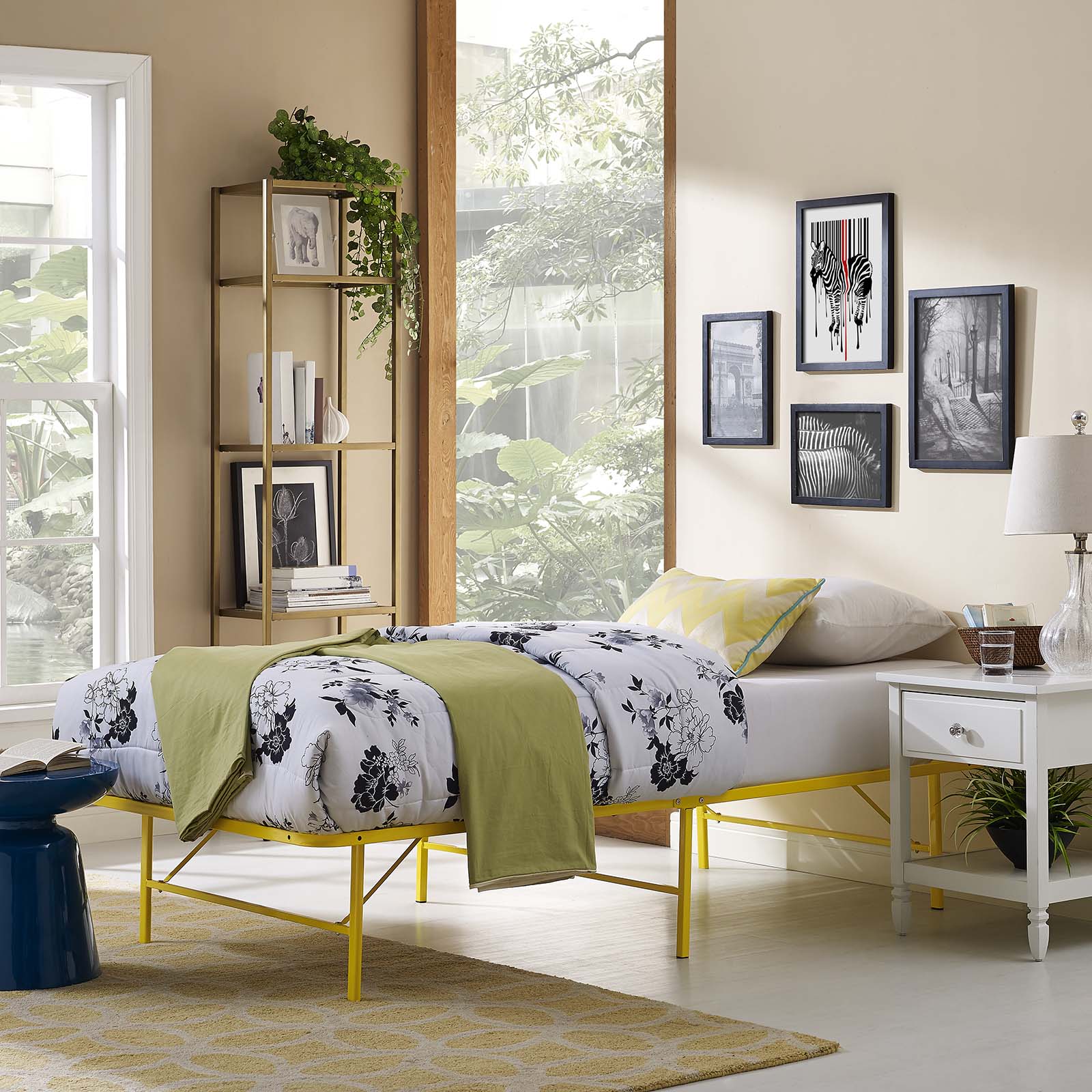 Modway Beds - Horizon Twin Stainless Steel Bed Frame Yellow