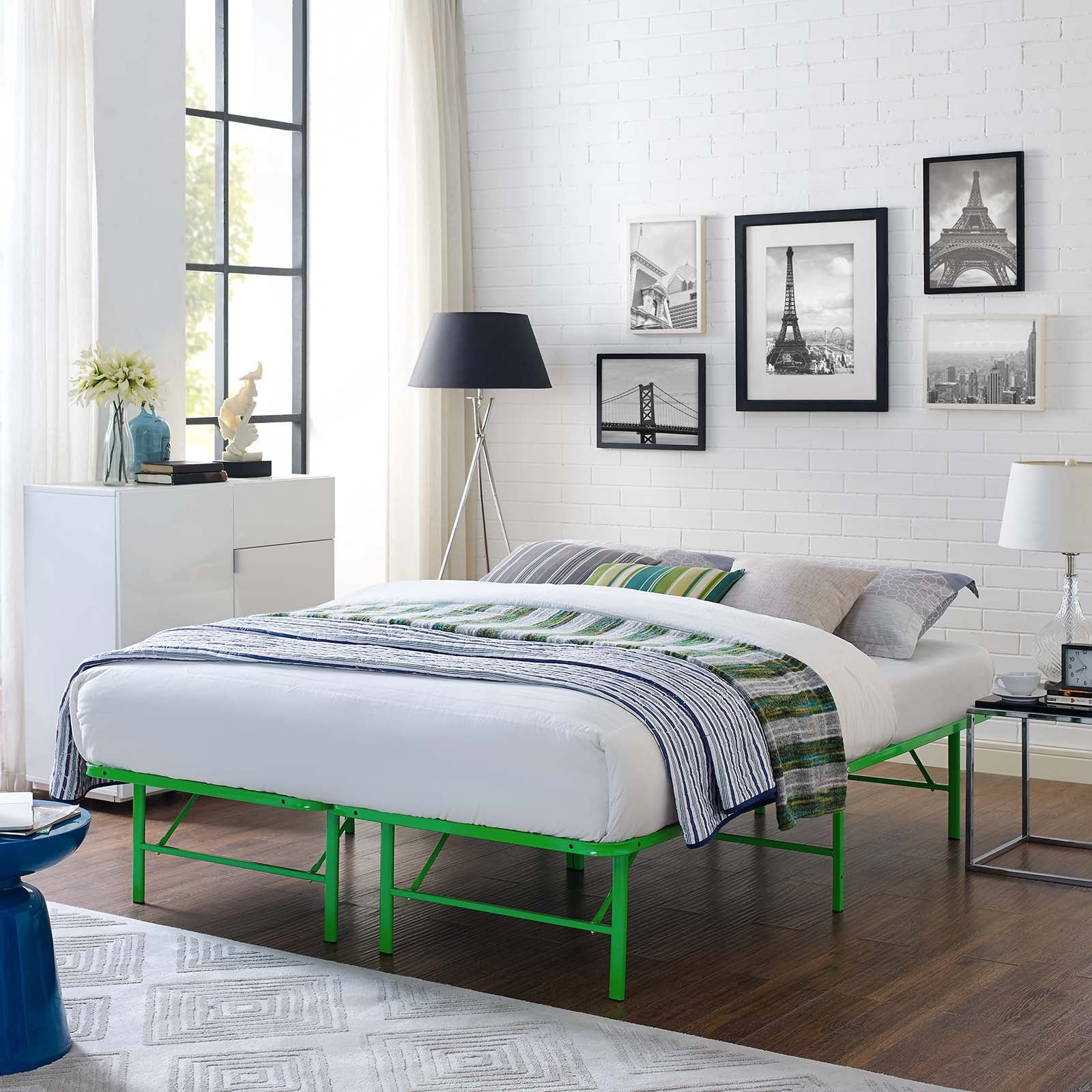 Modway Beds - Horizon Full Stainless Steel Bed Frame Green