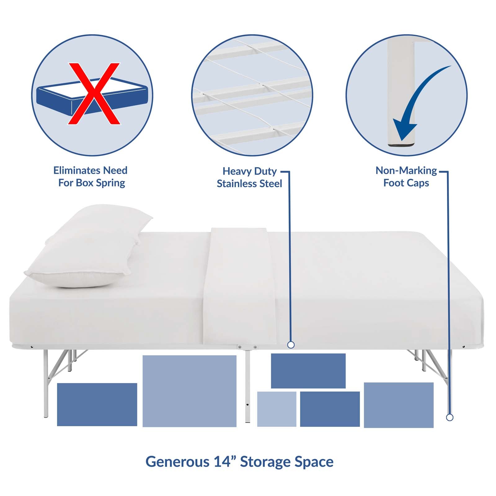 Modway Beds - Horizon Full Stainless Steel Bed Frame White