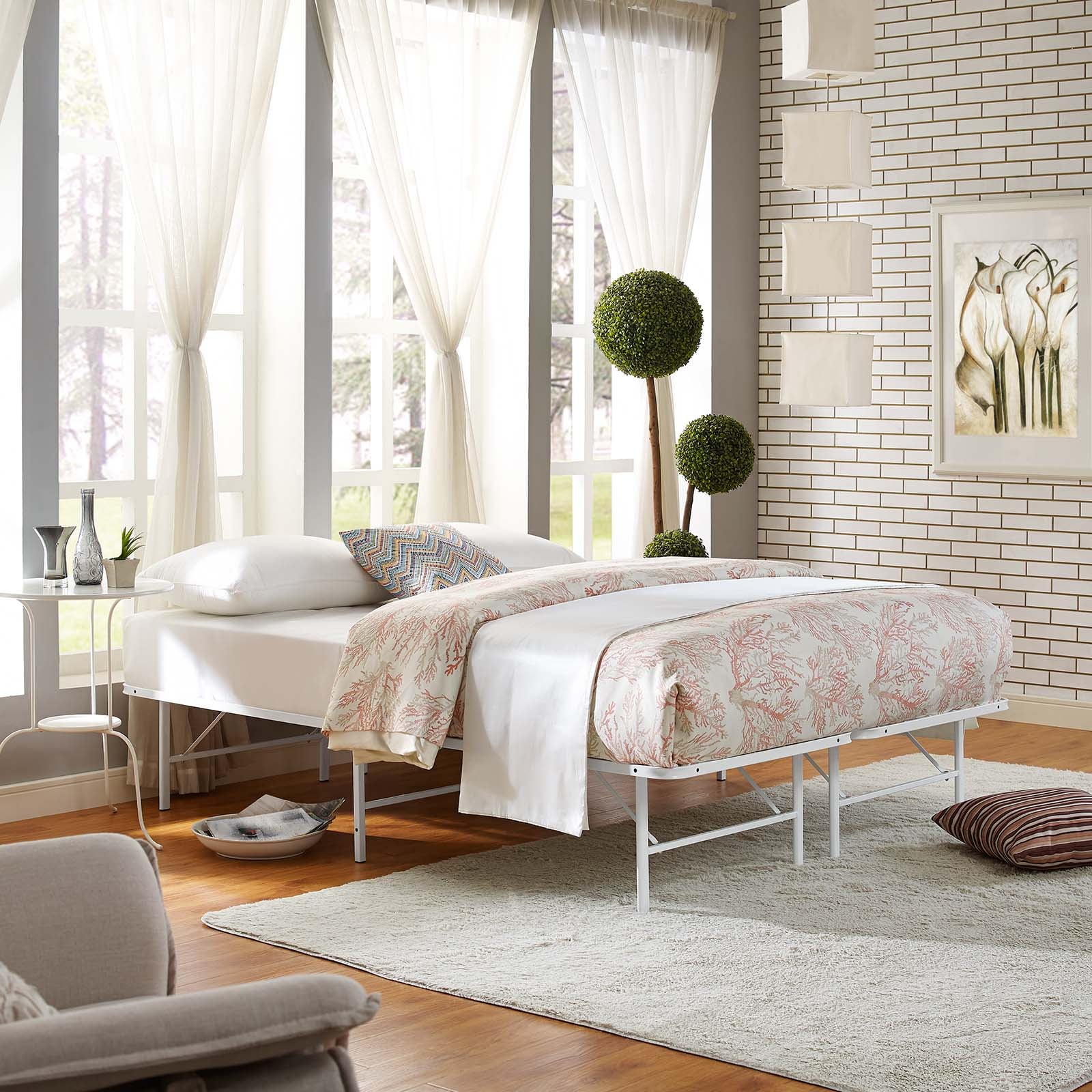 Modway Beds - Horizon Full Stainless Steel Bed Frame White