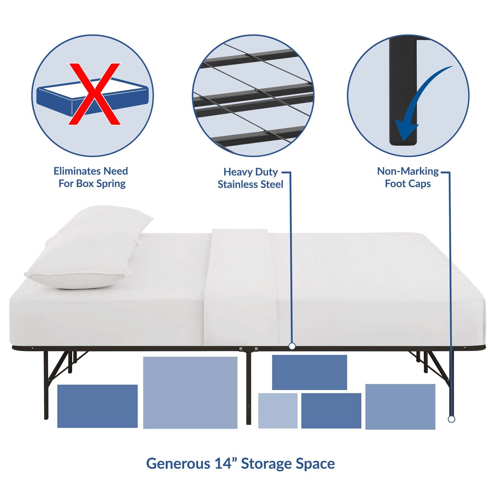 Modway Beds - Horizon Queen Stainless Steel Bed Frame Brown