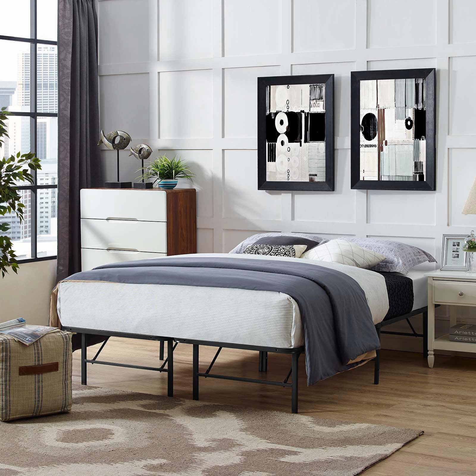 Modway Beds - Horizon Queen Stainless Steel Bed Frame Brown