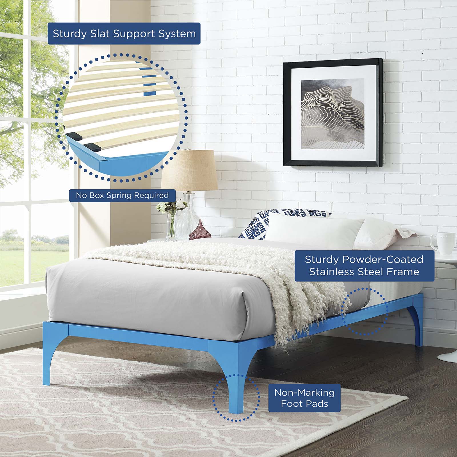 Modway Beds - Ollie Twin Bed Frame Light Blue